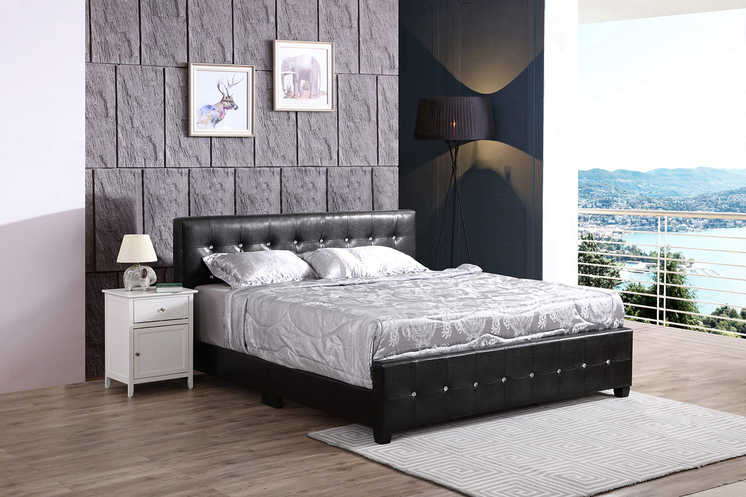 Glory Furniture G2583-KB-UP King Size Black Sleigh Bed with 3 Storage Drawers - Perfect for Master Bedroom & Guest Room Decor