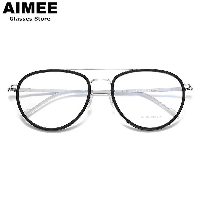 Stylish Unisex Oval Full Rim Double Bridge Acetate & Steel Eyeglasses Frame 1004 - Perfect for Work, Reading, and Everyday Fashion