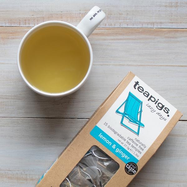 Teapigs Lemon Ginger Herbal Tea Bags - Caffeine-Free, Natural Ingredients for Digestion & Immunity - Perfect for Cold Relief & Relaxation at Home or Office