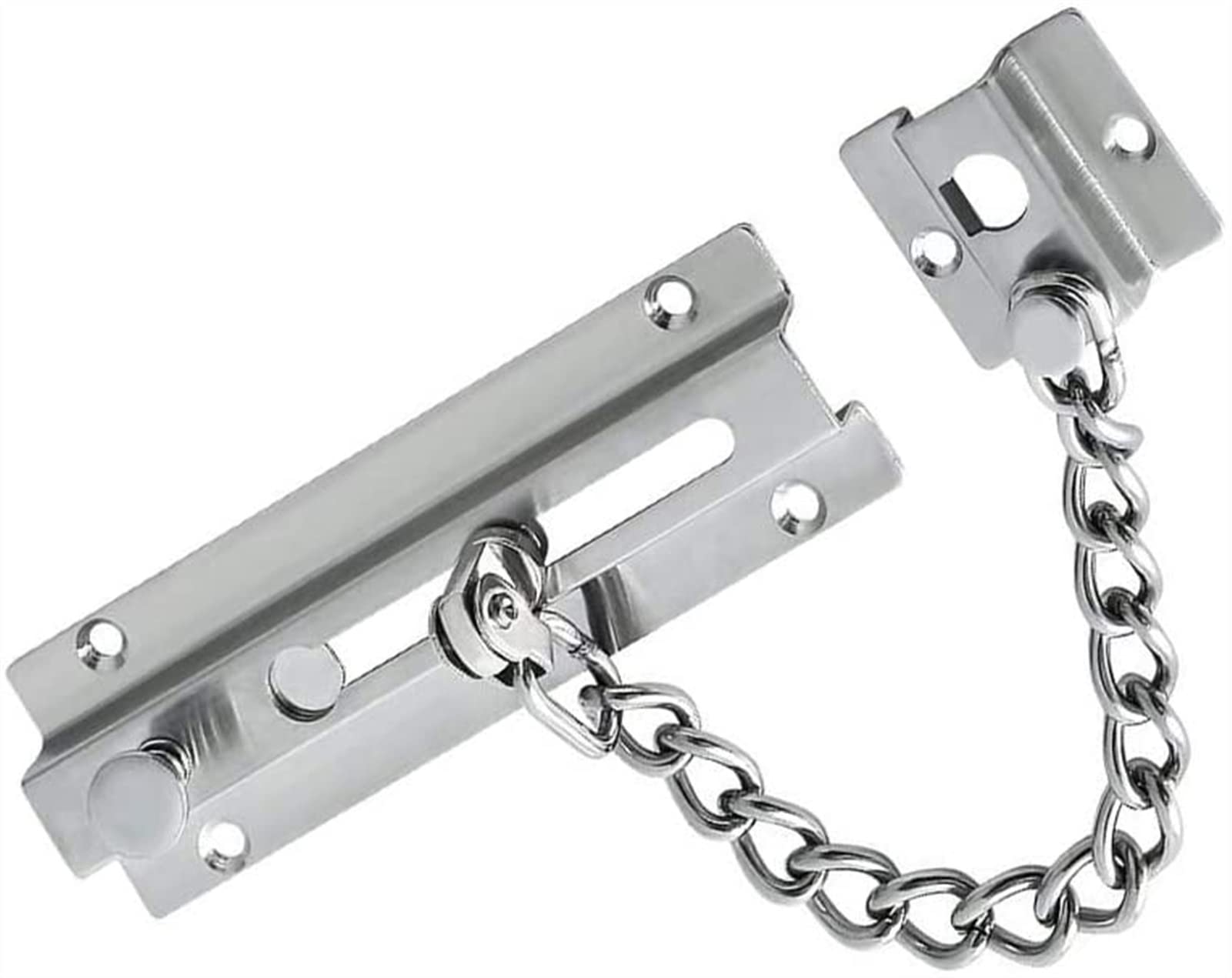 Stainless Steel Anti-Theft Door Chain Lock - Heavy Duty Security Door Restrictor with Adjustable Chain for Home & Apartment Safety (Silver) | Perfect for Front Doors, Back Doors & Rental Properties
