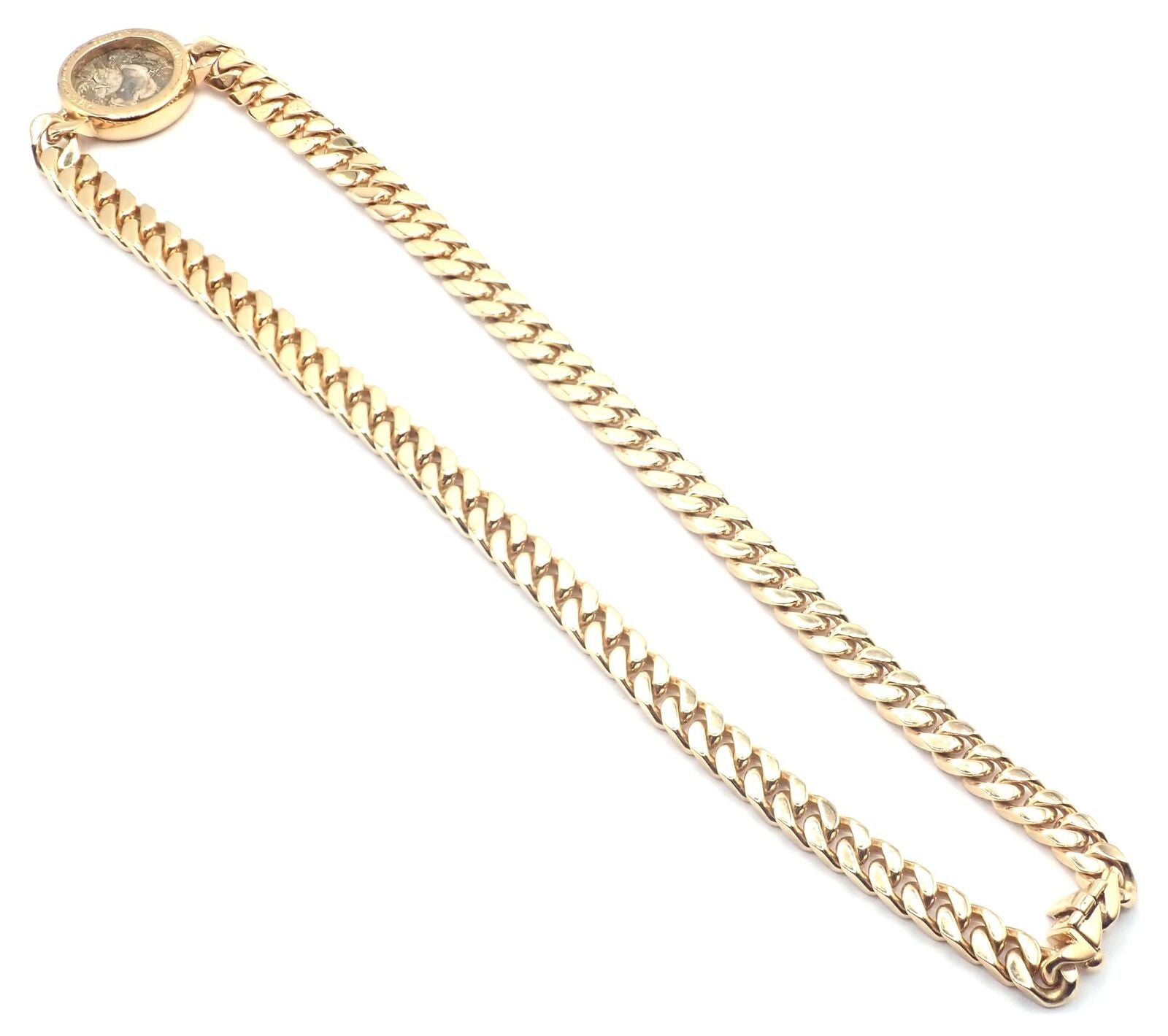 Authentic Bvlgari 18K Yellow Gold Monete Coin Link Necklace - Vintage Luxury Jewelry for Women - Perfect for Special Occasions & Gift Giving