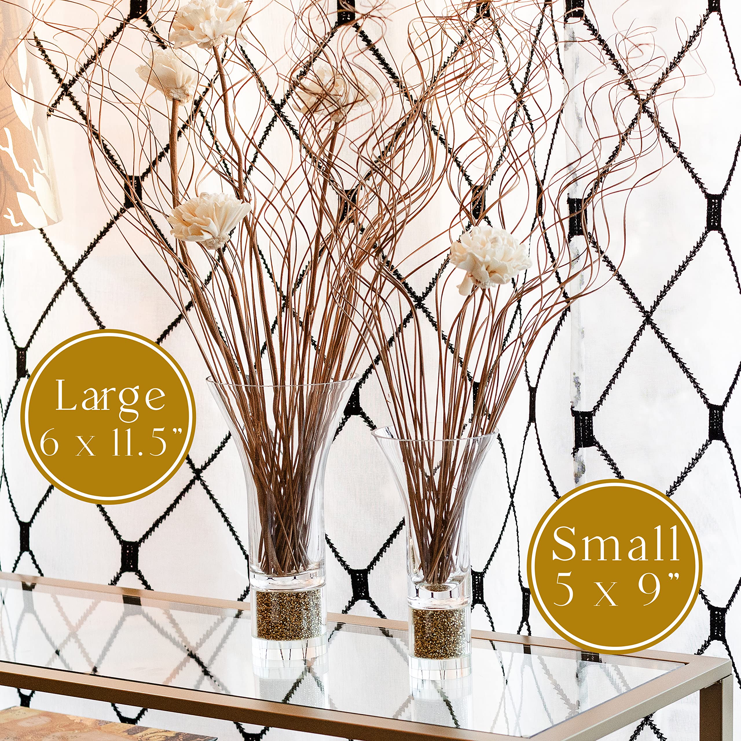 Sparkling Rhinestone Glass Vase - 6x11 Inches Elegant Flower Bouquet Holder for Candles, Centerpiece Decor, Wedding & Home Decor - Gift Box Included