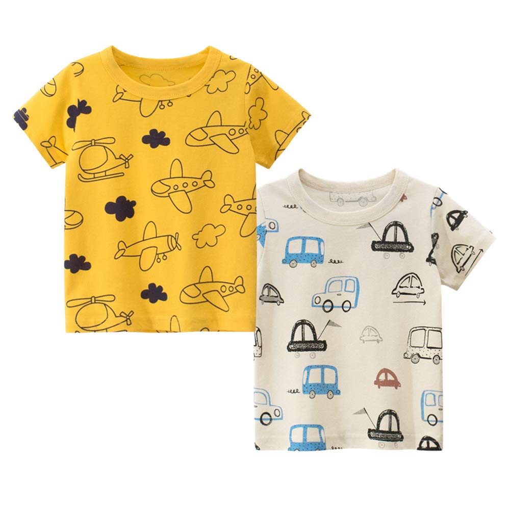 Boys Airplane & Cars Graphic T-Shirts 2-Pack - Cute Toddler Tees for Playtime & Casual Outfits
