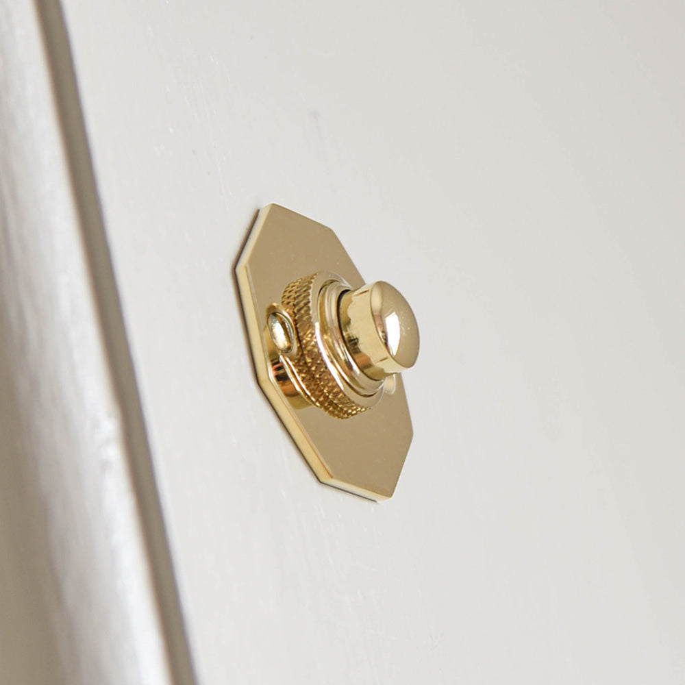 Polished Brass Octagonal Bell Push - Vintage Style Doorbell Button for Home & Office Entrance - Perfect for Classic and Elegant Decor