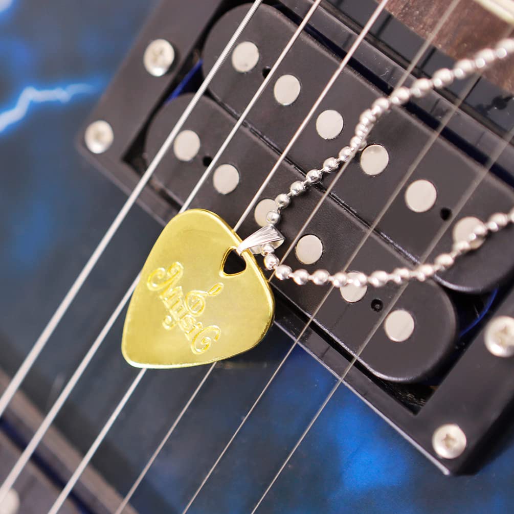 EXCEART 1pc Bass Guitar Hawaiian Necklace - Colorful Metal Guitar Pendant with Ukulele Pick - Friendship Jewelry for Musicians & Music Lovers - Perfect for Concerts, Beach Parties & Hawaiian Theme Events