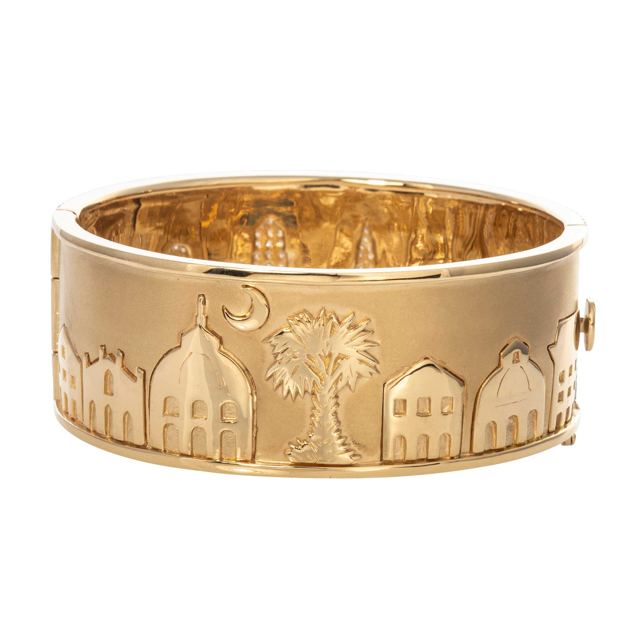 Elegant Charleston Skyline Cuff Bracelet with Genuine Diamonds - Perfect for Evening Parties & Special Occasions