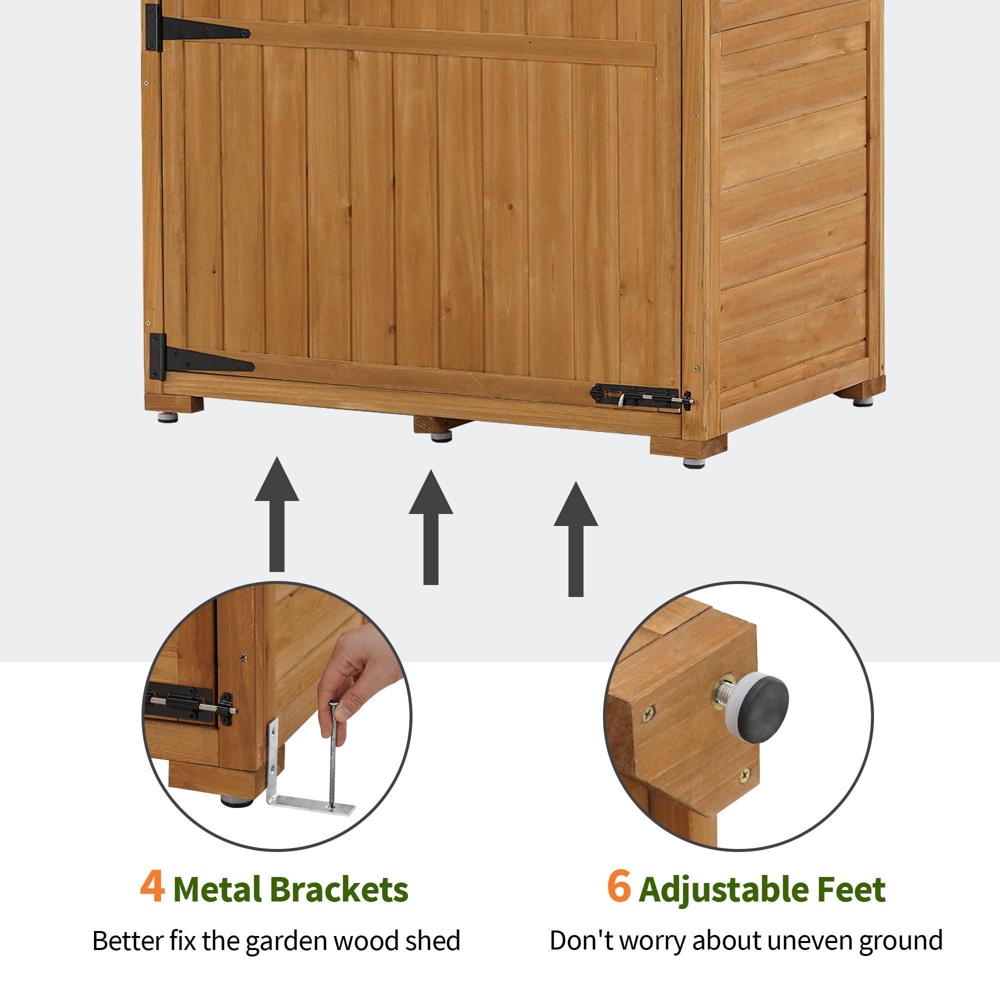 MCombo Large Outdoor Storage Cabinet with Folding Table - Oversized Wooden Garden Shed with Shelves & Lock - Weatherproof Patio Yard Storage for Tools, Lawn Equipment & Outdoor Gear - Perfect for Backyard, Garage & Poolside Organization