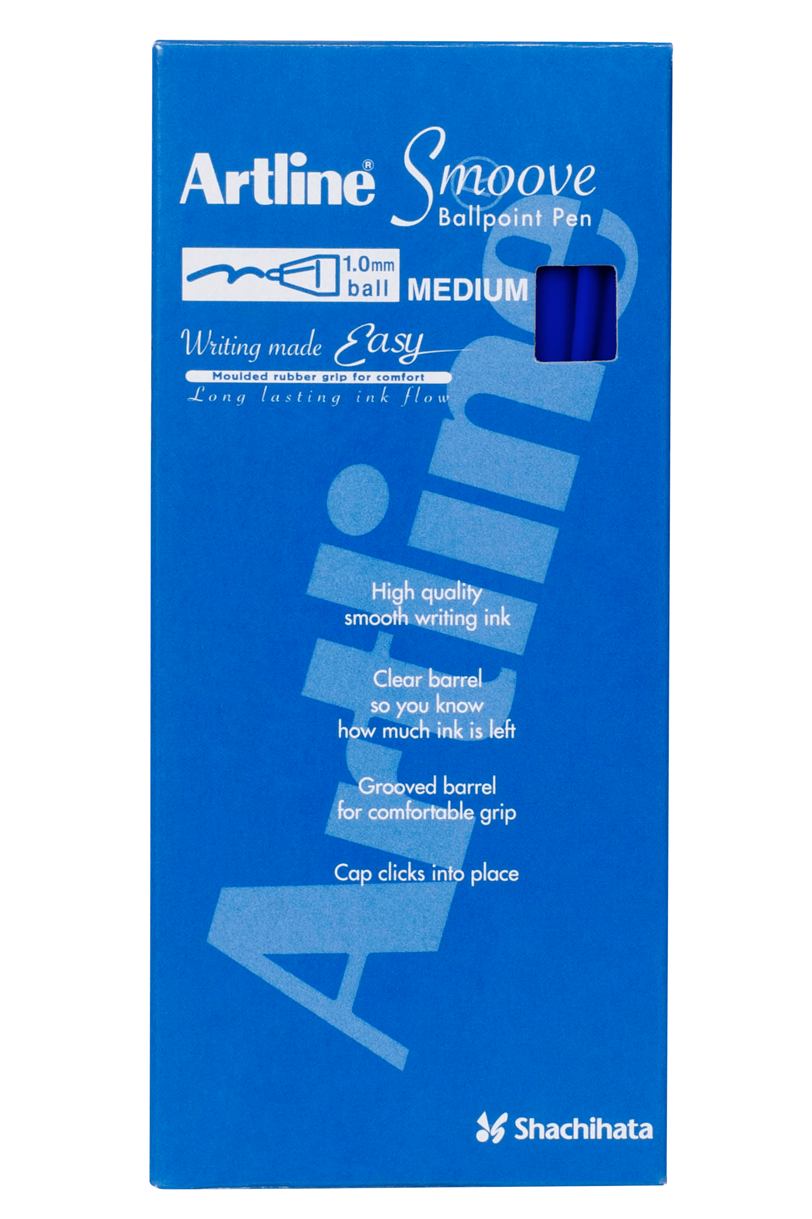 Artline Smoove Ballpoint Pens - 12 Pack Blue Ink Pens for Smooth Writing - Perfect for Office, School & Note Taking