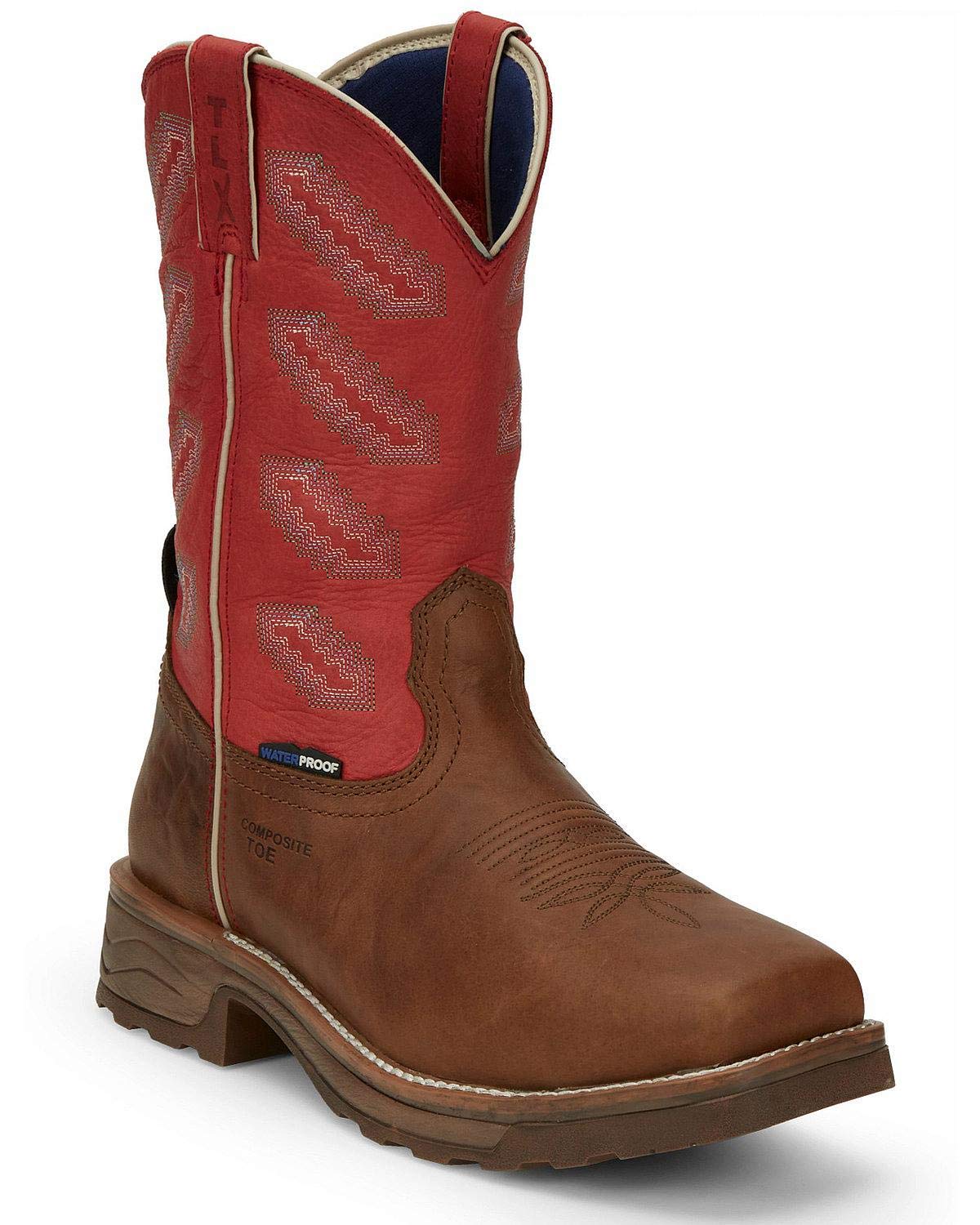 Tony Lama Men's Energy Waterproof Western Work Boot with Composite Toe - Tw3400 | Durable Safety Boots for Construction, Ranch Work & Outdoor Activities
