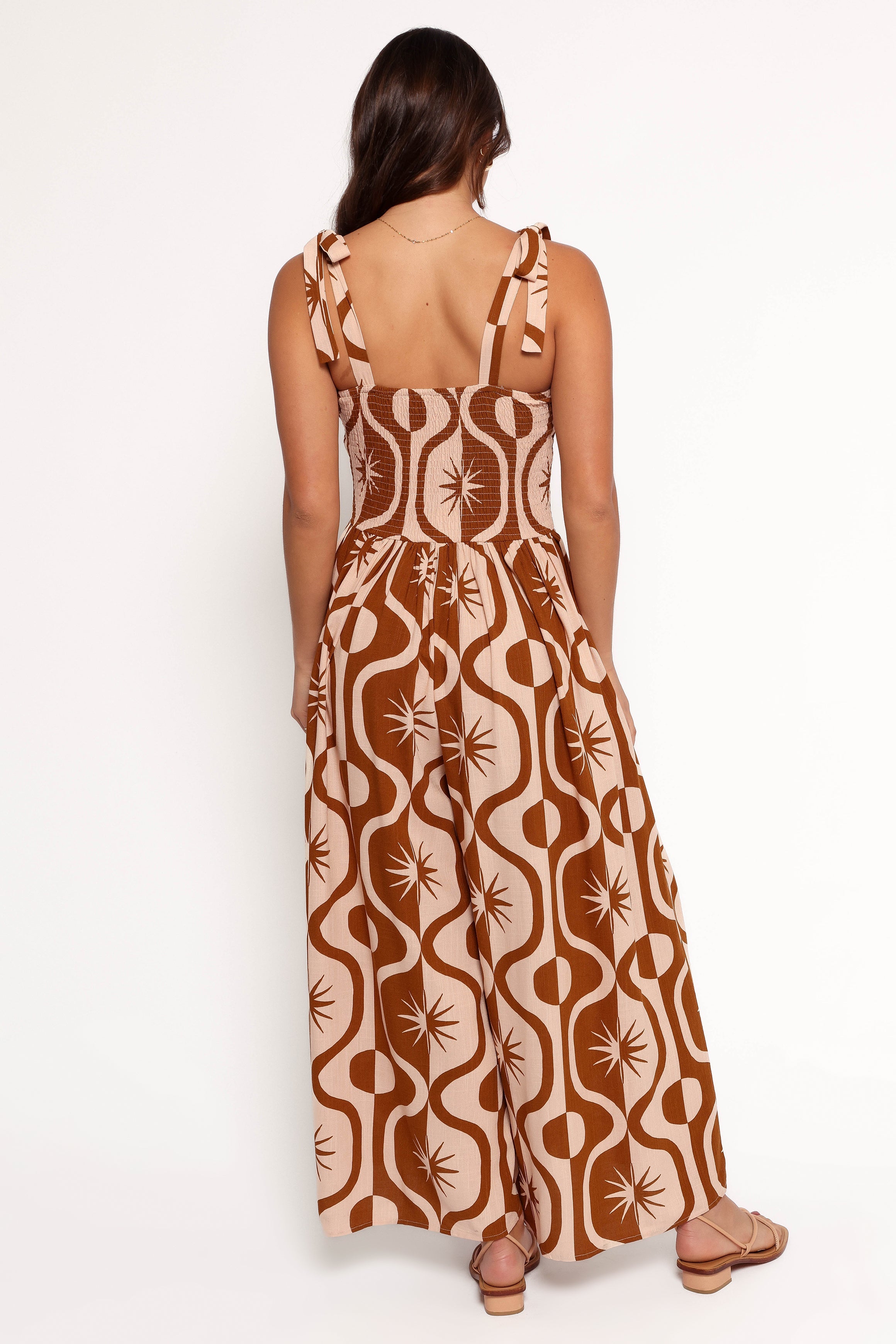 Ginelle Jumpsuit - Stylish Tan Print Romper for Women | Perfect for Summer Outfits, Beach Vacations & Casual Wear