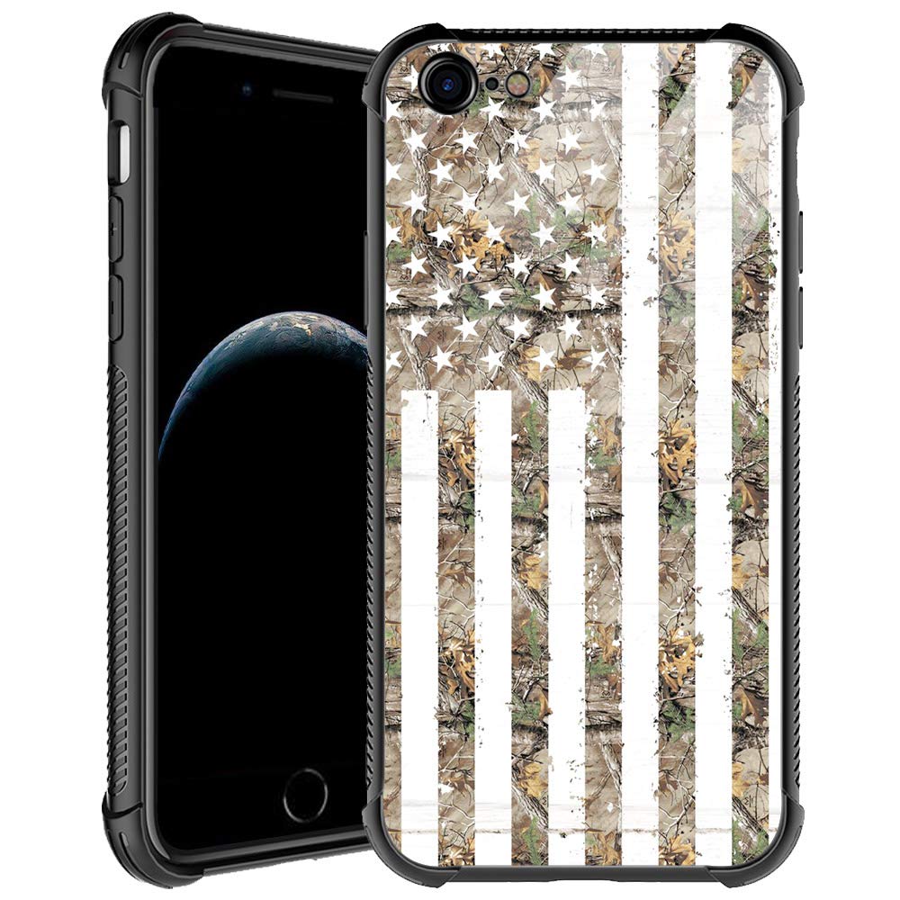 HAARBB Shockproof TPU Case for iPhone 6/6s Plus - Green Camouflage American Flag Design | Anti-Scratch Soft Protective Cover for Men & Boys | Perfect for Outdoor Activities, Sports & Daily Use