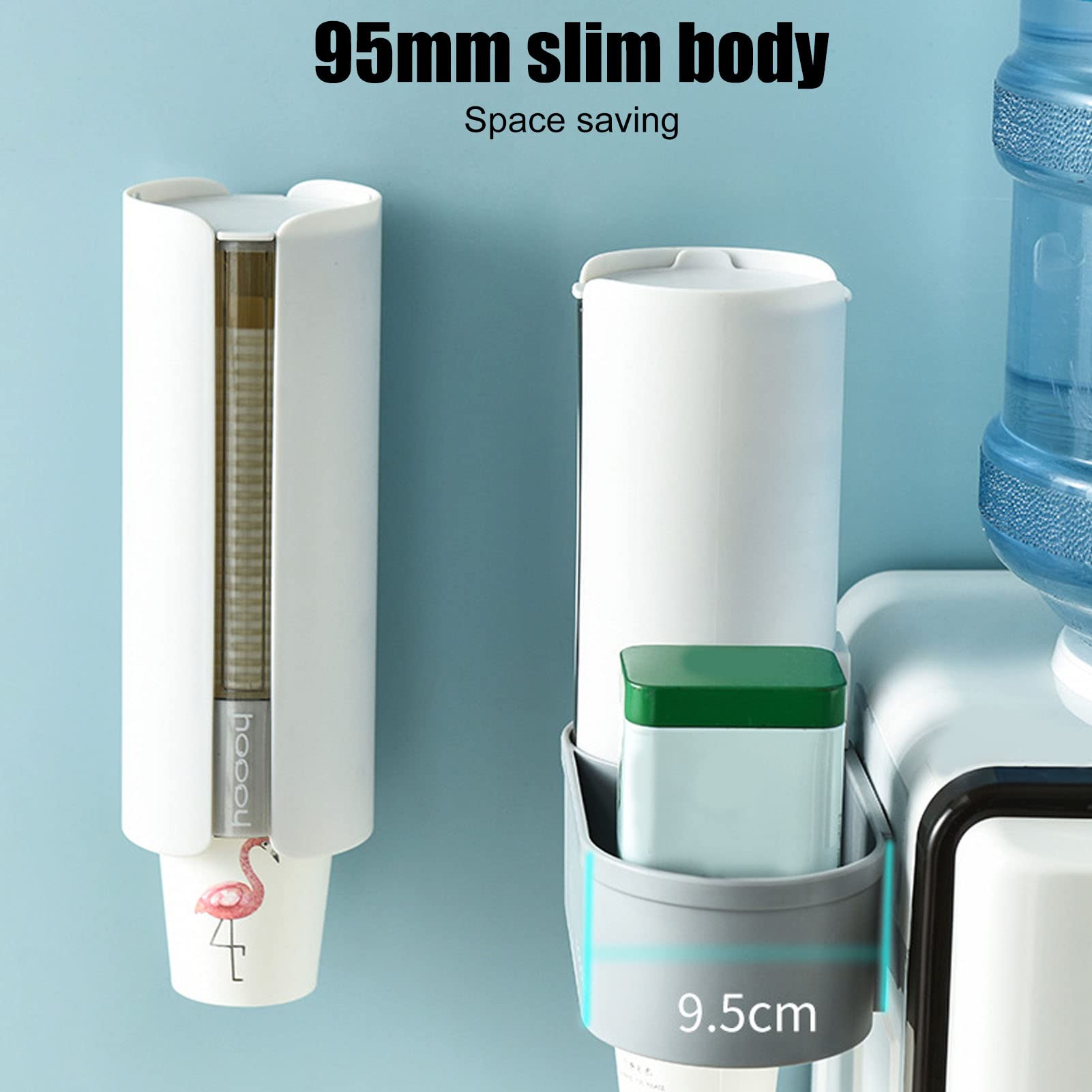 Zerodis Disposable Cup Dispenser - Wall Mounted Plastic/Paper Cup Holder for Water Coolers (White) | Perfect for Offices, Break Rooms & Home Use