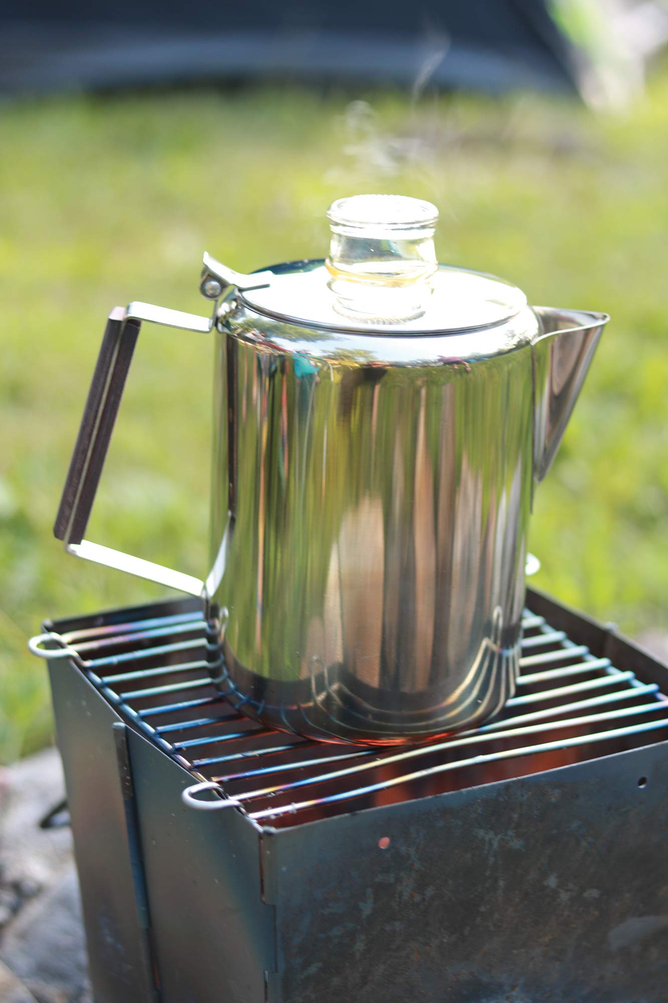 Fox Run Rapid Brew 12-Cup Stainless Steel Stovetop Percolator Coffee Pot - Fast Brewing for Camping, Home & Office Use