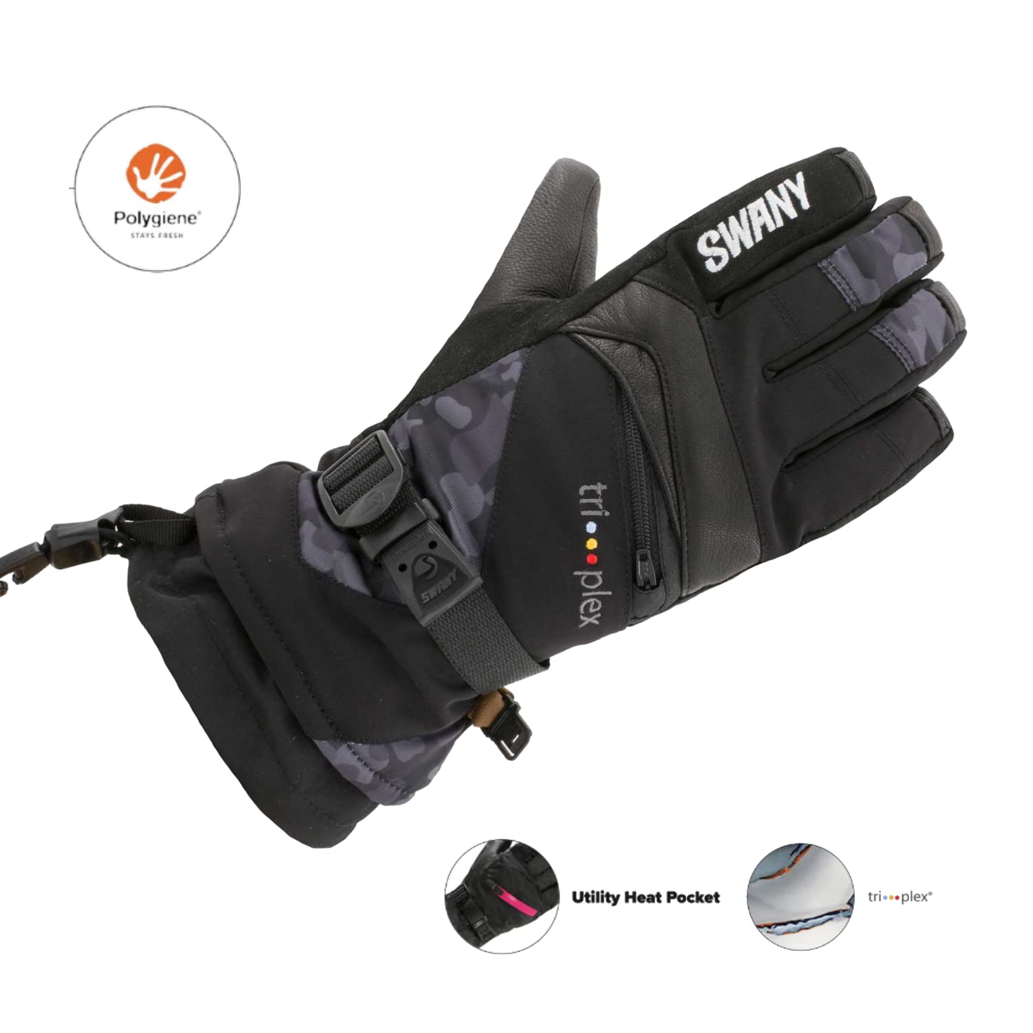 Swany Junior X-Change Sports Gloves - Moisture-Wicking, Quick-Drying, Warm & Durable Leather Winter Gloves for Kids - Perfect for Skiing, Snowboarding & Outdoor Winter Activities