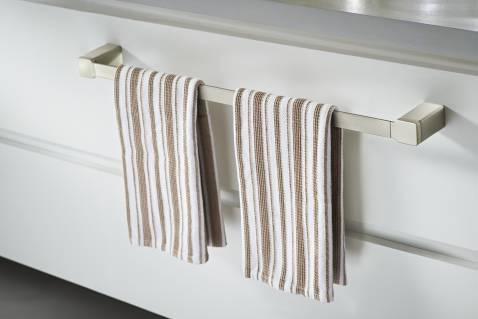 Moen YB8818BN 90 Degree 18-Inch Brushed Nickel Towel Bar - Bathroom Wall Mounted Towel Rack for Modern Home Decor & Spa-Like Experience