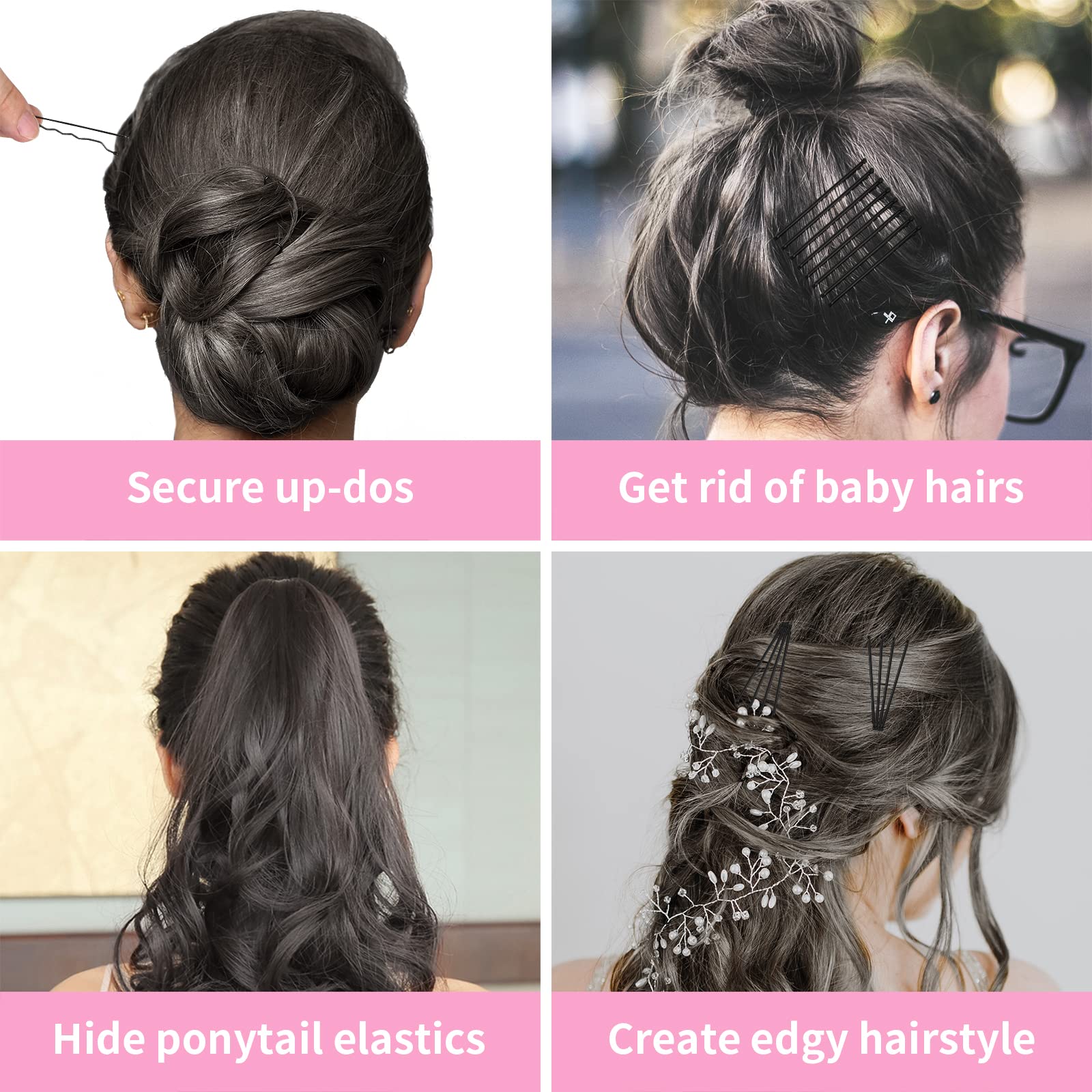 Vaincre 150 Count Black Bobby Pins for Hair Buns - Pain-Free Hair Clips for Women & Girls with Storage Case (2 Inch) - Perfect for Updos, Braids, and Everyday Hairstyles