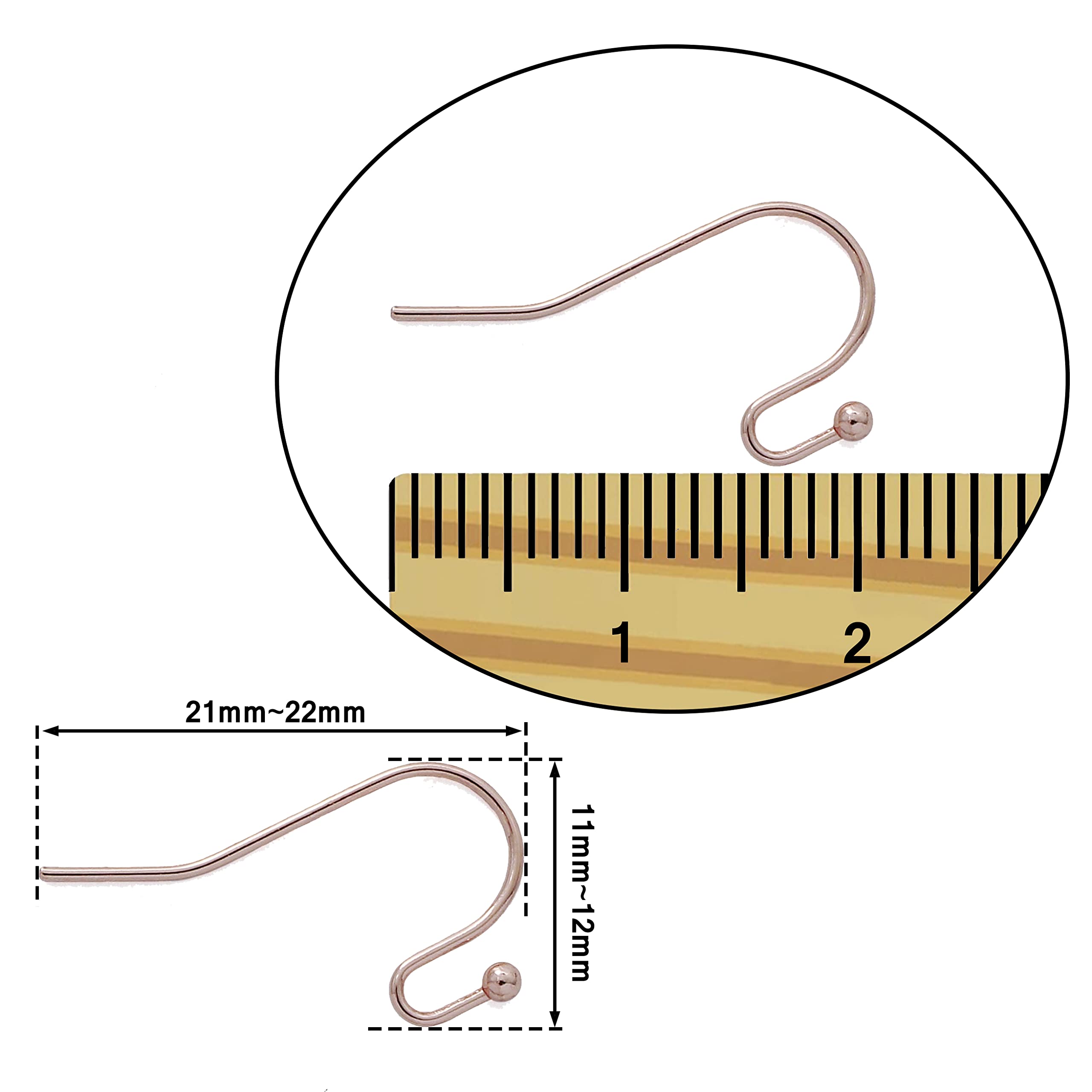100 Pairs Rose Gold Earring Hooks with Ball Dot - French Wire Earring Findings for DIY Jewelry Making (EH-1006-E1) - Perfect for Crafting Dangle Earrings, Studs & Handmade Jewelry Gifts