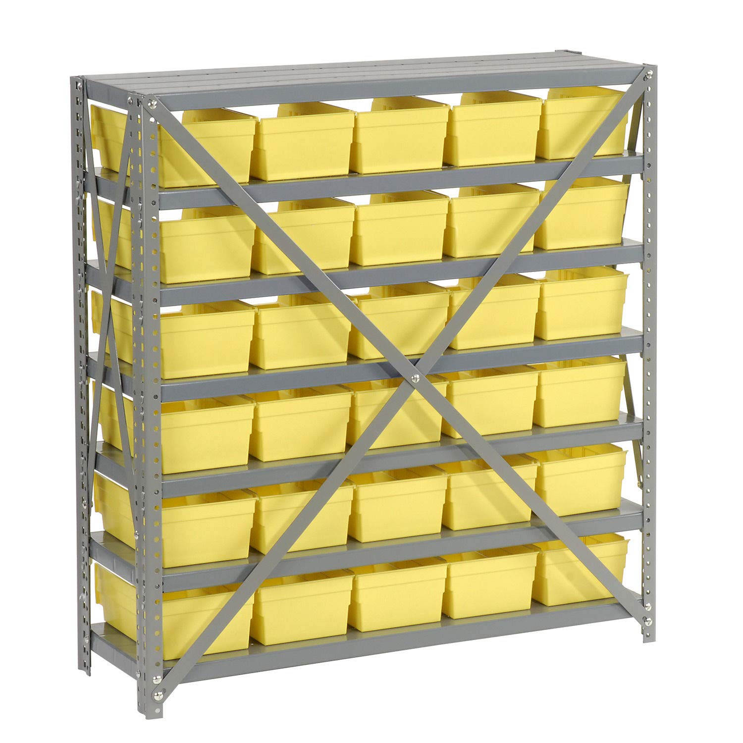 Global Industrial 7-Shelf Steel Storage Rack with 30 Plastic Bins (4