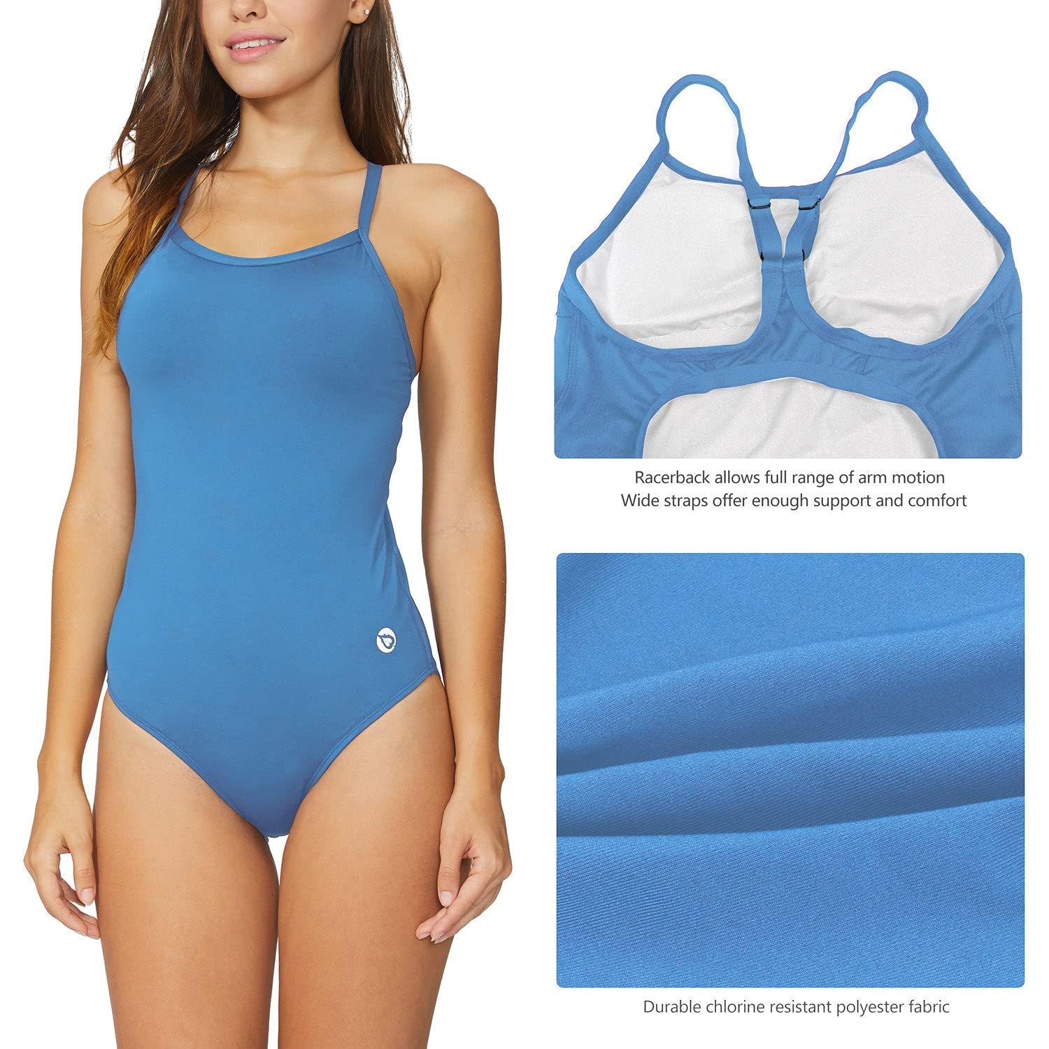 Baleaf Women's One Piece Swimsuit - Adjustable Strap Athletic Swimwear for Training, Surfing & Beach Activities | Quick Dry Comfortable Bathing Suit