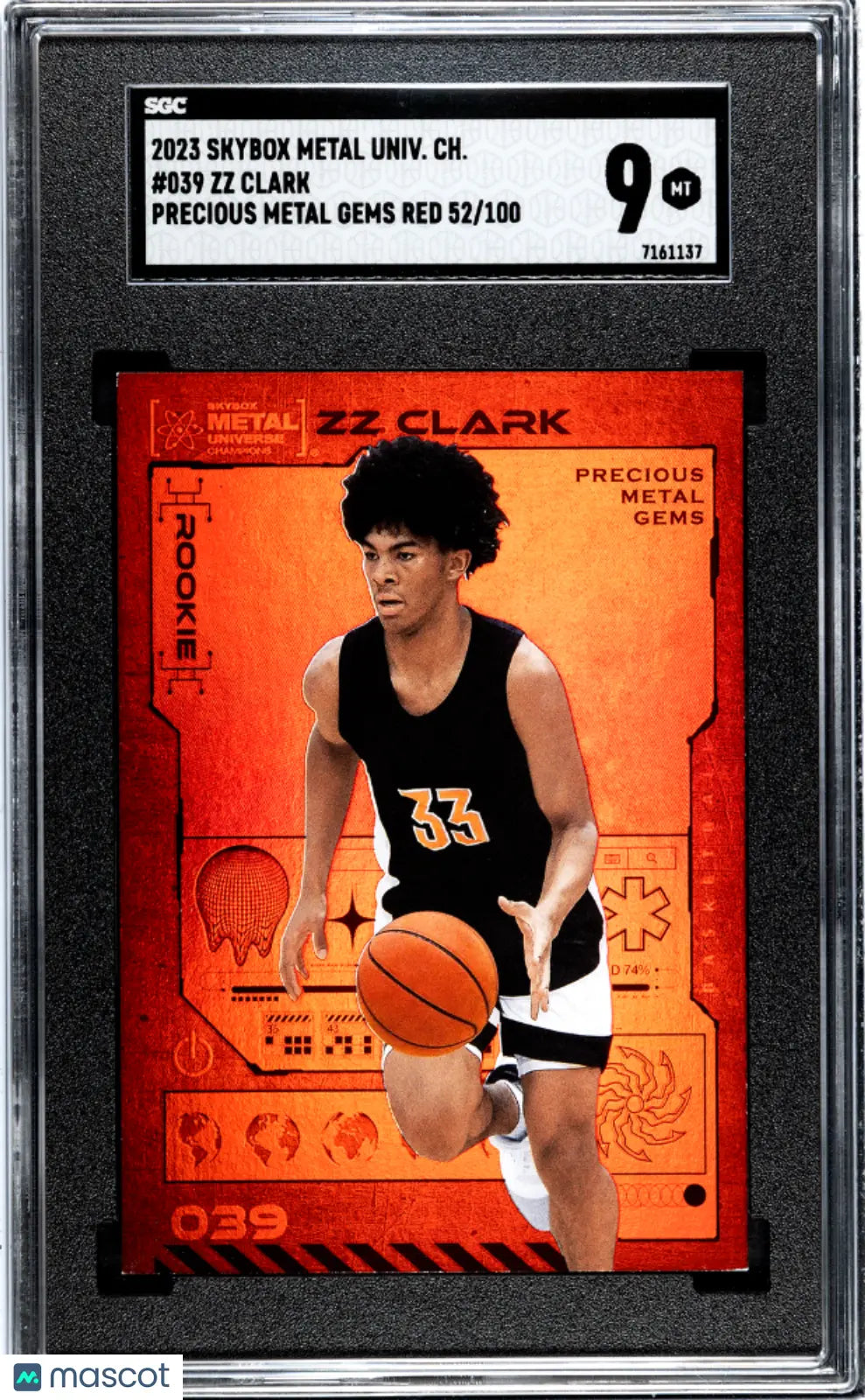 2023 Skybox Metal Universe Champions ZZ Clark Precious Metal Gems Red SGC 9/100 - Rare Collectible Basketball Trading Card for Fans & Investors - Perfect for Display, Trading, and Sports Memorabilia Collections