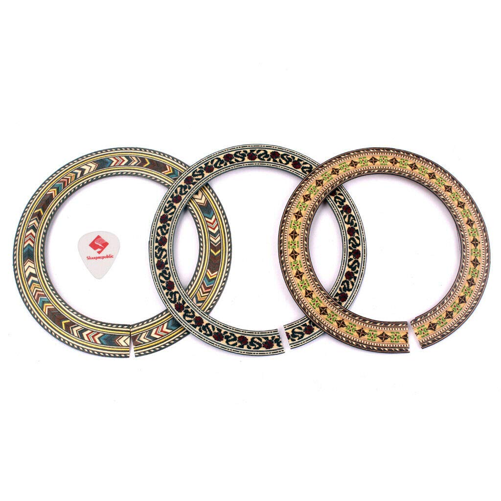 3Pc Classical Guitar Wood Inlaid Soundhole Rosette - Premium Acoustic Guitar Parts for Repair & Customization | Perfect for DIY Guitar Upgrades & Luthier Projects