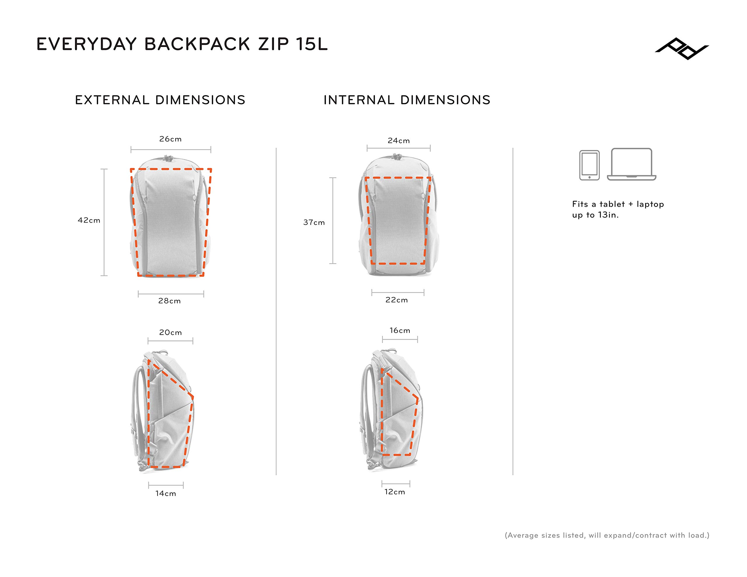 Peak Design Everyday Backpack Zip 15L Black - Waterproof Laptop Backpack with Padded Sleeve for 15