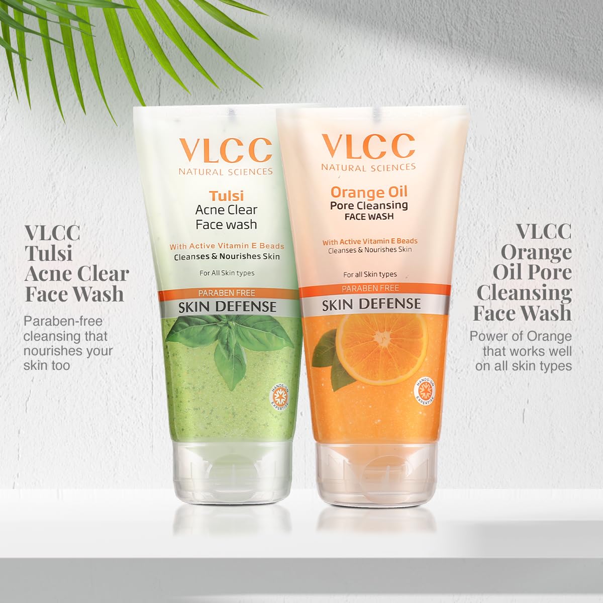 VLCC Tulsi Face Wash for Clear Skin - 150ml with Free Orange Oil Face Wash (150ml) | Natural Ayurvedic Cleanser for Acne, Oily & Sensitive Skin | Daily Face Cleansing Routine