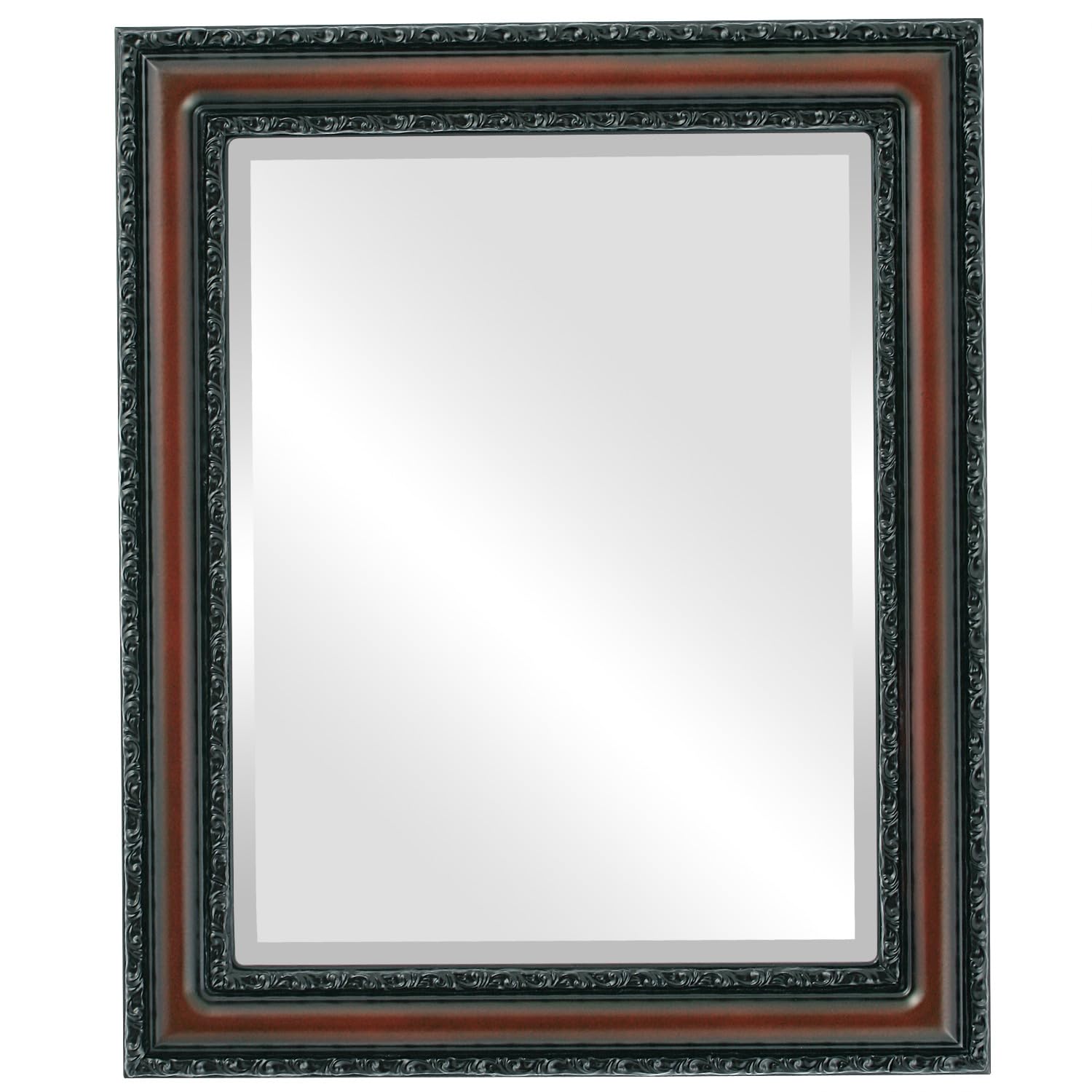 OVALCREST 16x20 Inches Rectangle Beveled Wall Mirror - Rosewood Frame - Dorset Style Home Decor Mirror for Living Room, Bedroom & Entryway