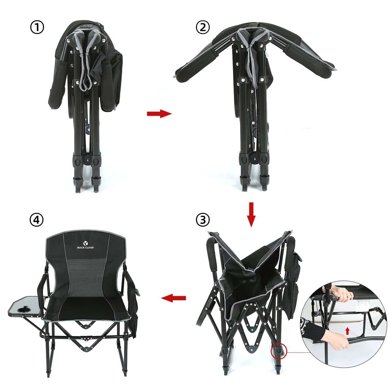 2 Pack Folding Camping Chairs with Storage Pocket & Side Table - Portable Compact Outdoor Chairs for Camping, Lawn, Hiking, Fishing | Perfect for Backyard BBQs, Beach Trips, and Tailgating Parties