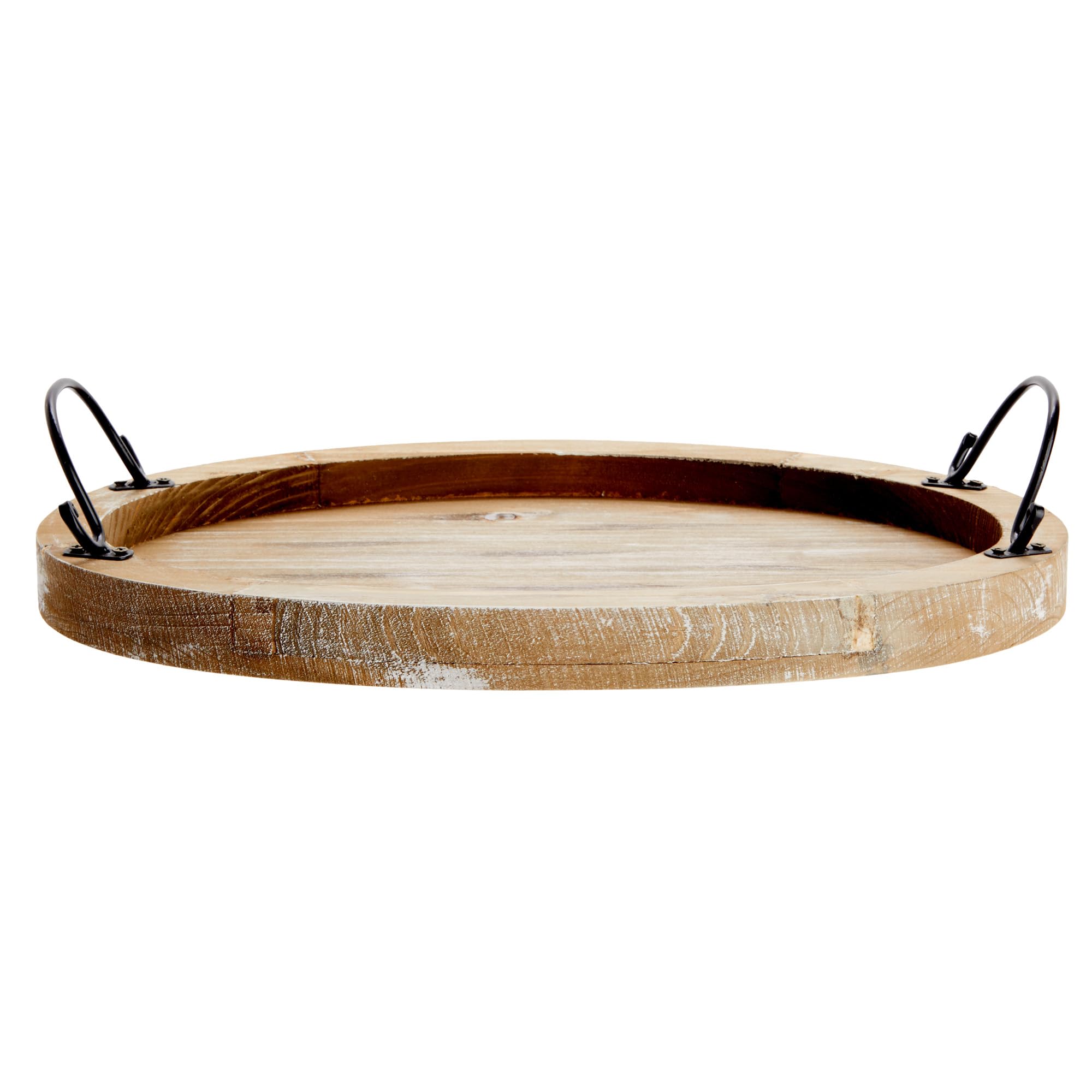 Handcrafted Wooden Serving Tray with Handles - 16x11 Inch Oval Wood Platter for Coffee Table Decor, Farmhouse Style Home Accessories - Perfect for Breakfast in Bed, Tea Service & Living Room Organization