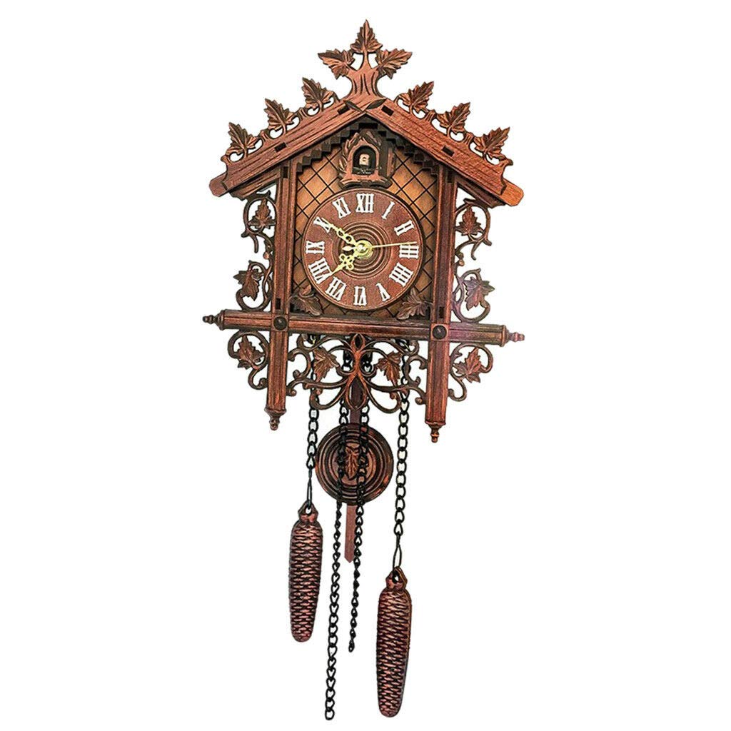 Wooden Cuckoo Wall Clock - Quartz Analog for Home, Office & Bar Decor