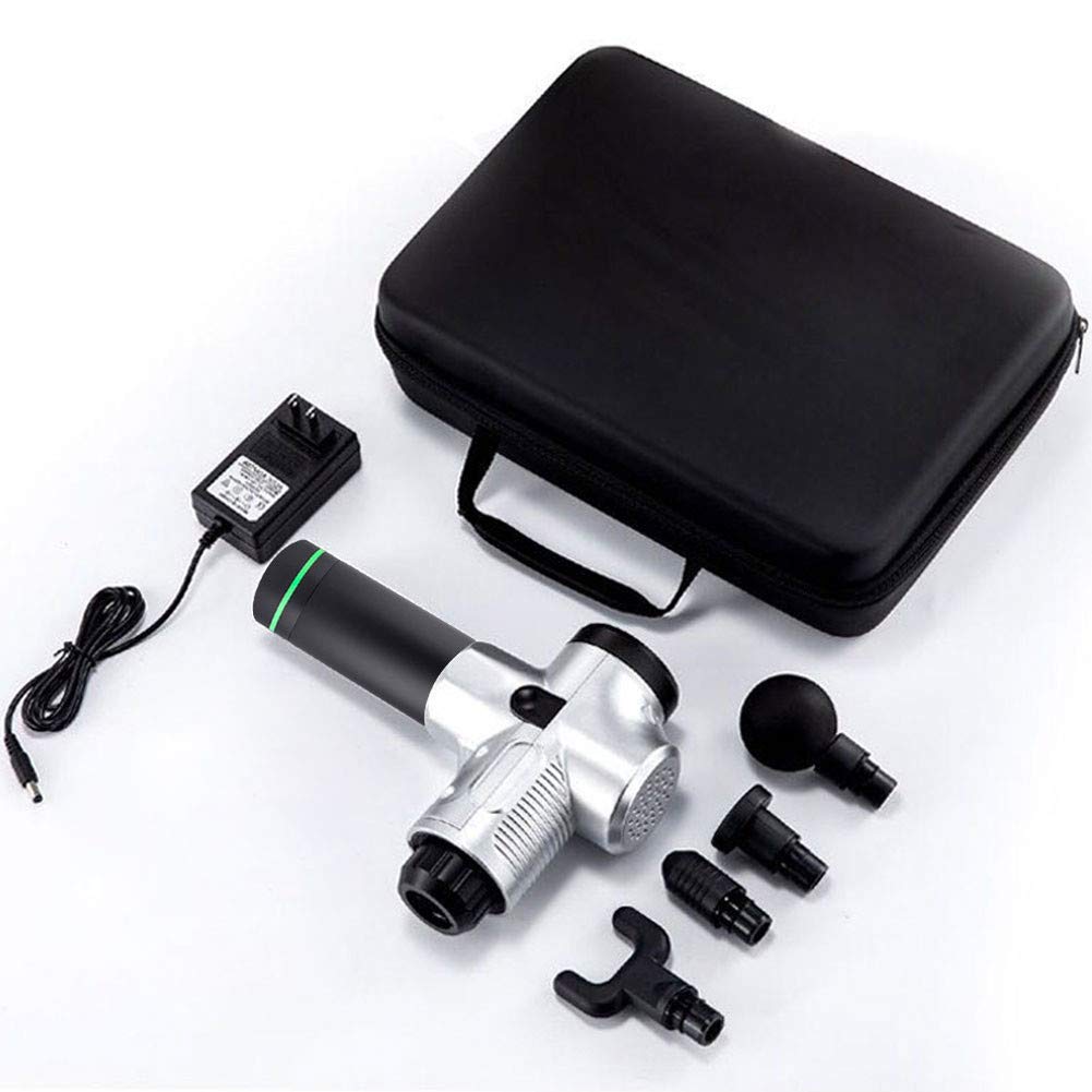 CHAW Deep Tissue Massage Gun - Electric Percussion Muscle Massager with 4 Attachments, 20 Speed Levels & LED Display for Pain Relief, Muscle Recovery - Perfect for Athletes, Gym Workouts & Post-Exercise Therapy (Silver)