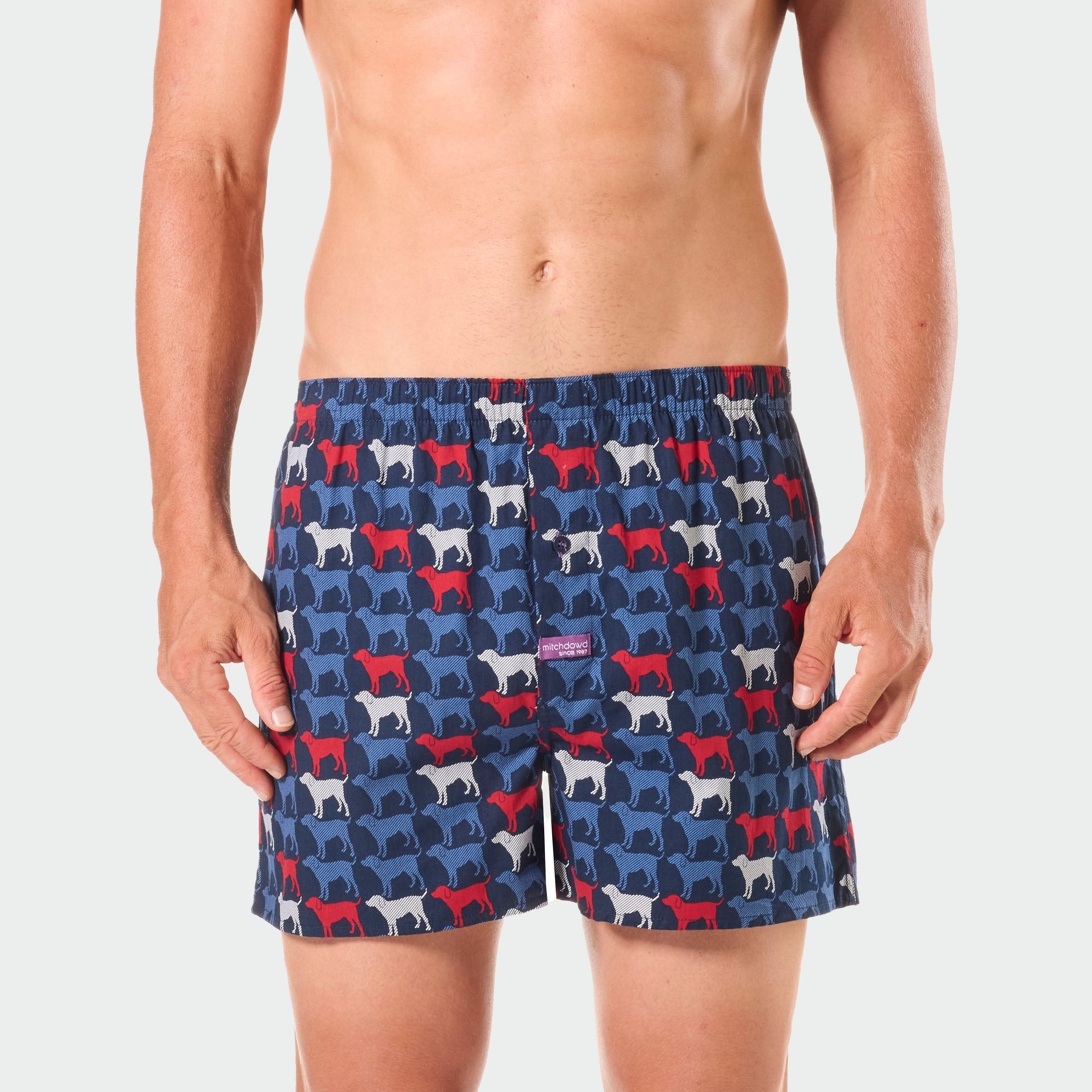 Men's Cotton Checker Print Boxer Shorts 3-Pack - Navy Blue | Soft Breathable Underwear for Daily Wear, Travel & Lounge