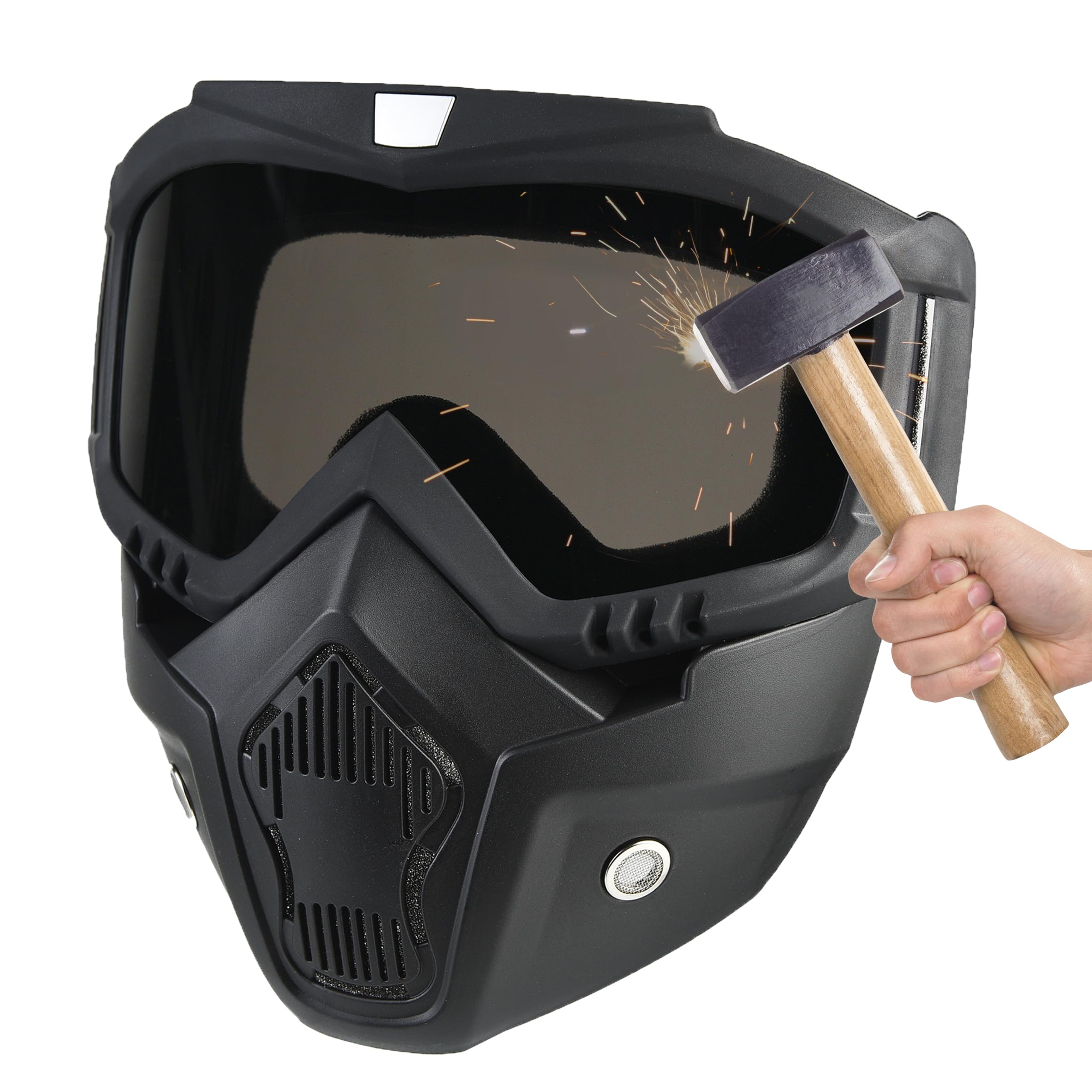 Tactical Airsoft Full Face Mask - Adjustable Paintball & Motorcycle Helmet Goggles with Removable Face Shield for Men & Women - Perfect for Airsoft Battles, Paintball Games & Motorcycle Riding