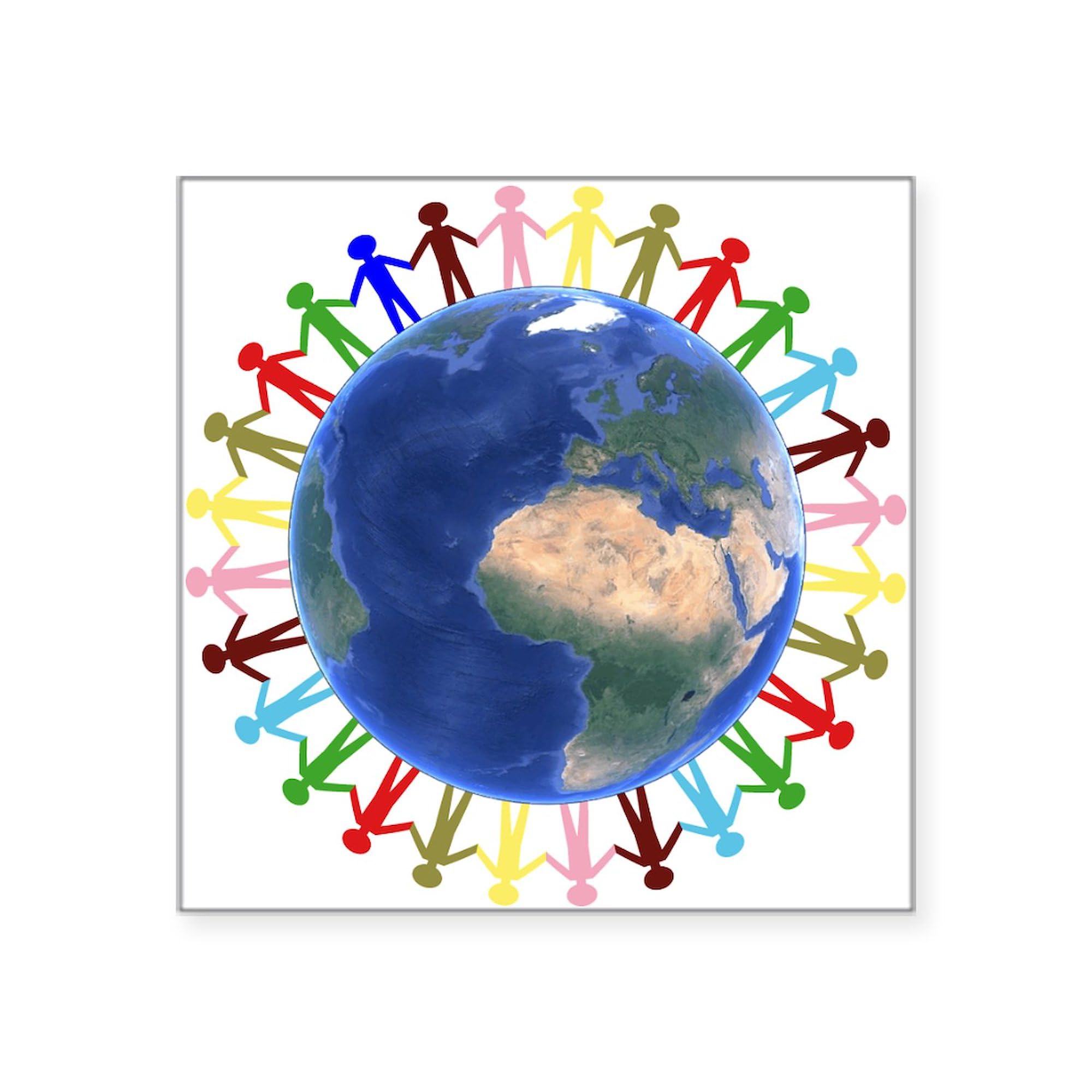 One Earth One People Sticker - Square Bumper Decal for Car, Laptop & Water Bottle - Eco-Friendly Vinyl Sticker for Environmental Awareness & Activism