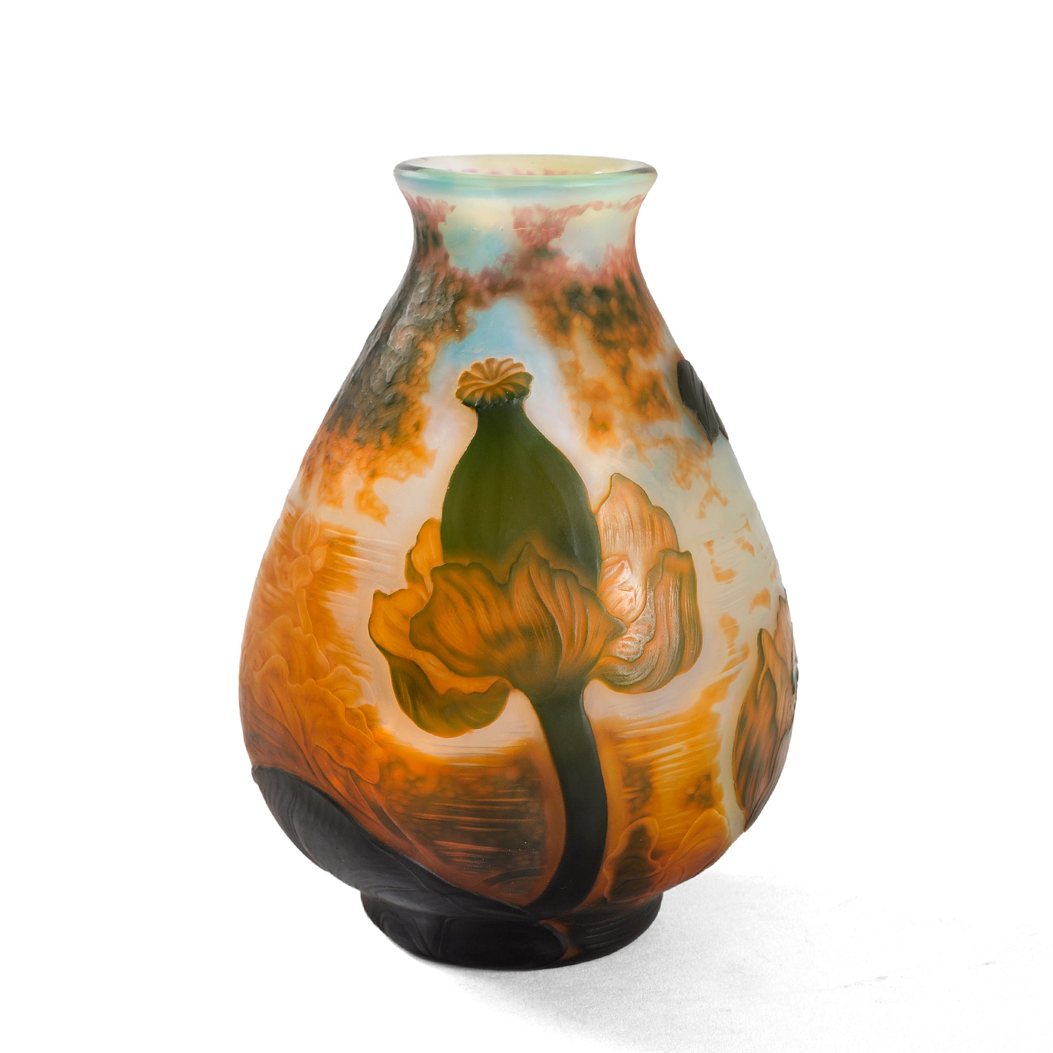 Daum Nancy Nénuphars Cameo Glass Vase - Handcrafted French Art Nouveau Collectible - Perfect for Home Decor, Wedding Centerpieces & Luxury Gifts