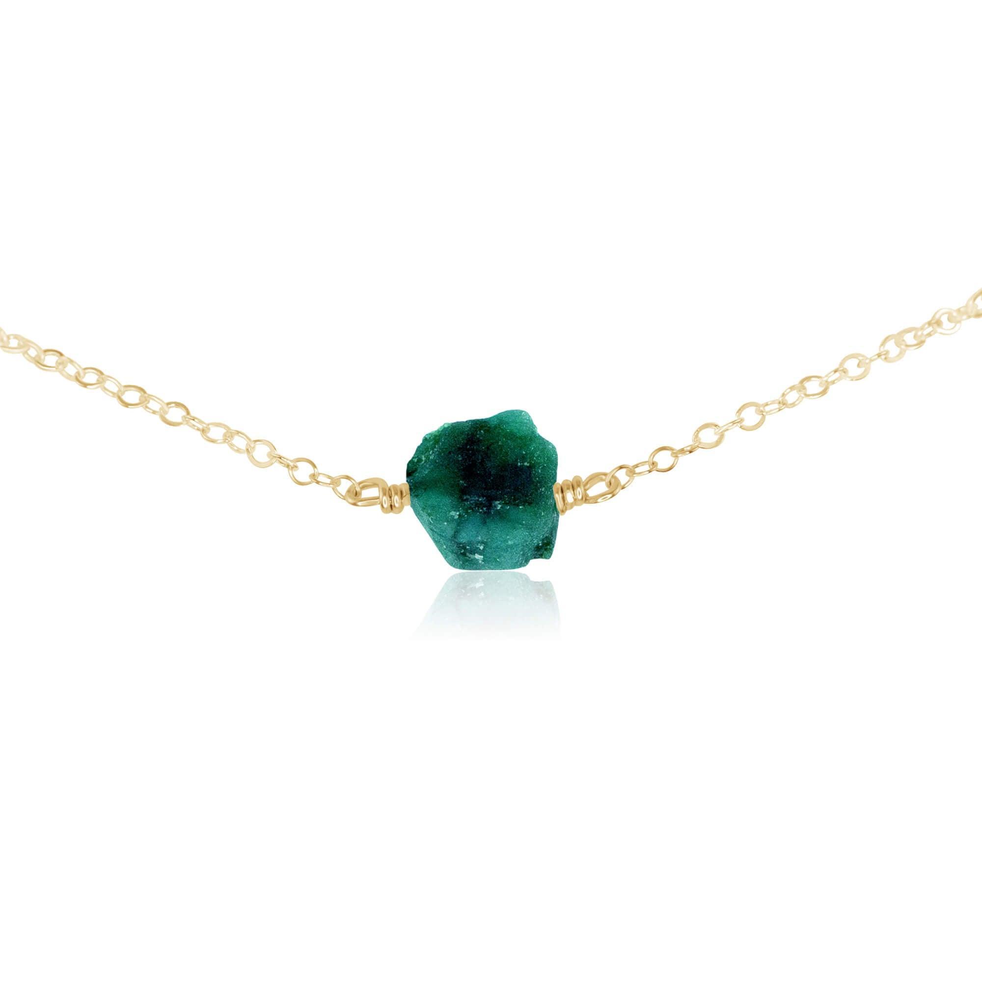 Natural Raw Emerald Crystal Nugget Choker Necklace - Handmade Boho Jewelry for Women, Spiritual Healing & Everyday Fashion Accessory