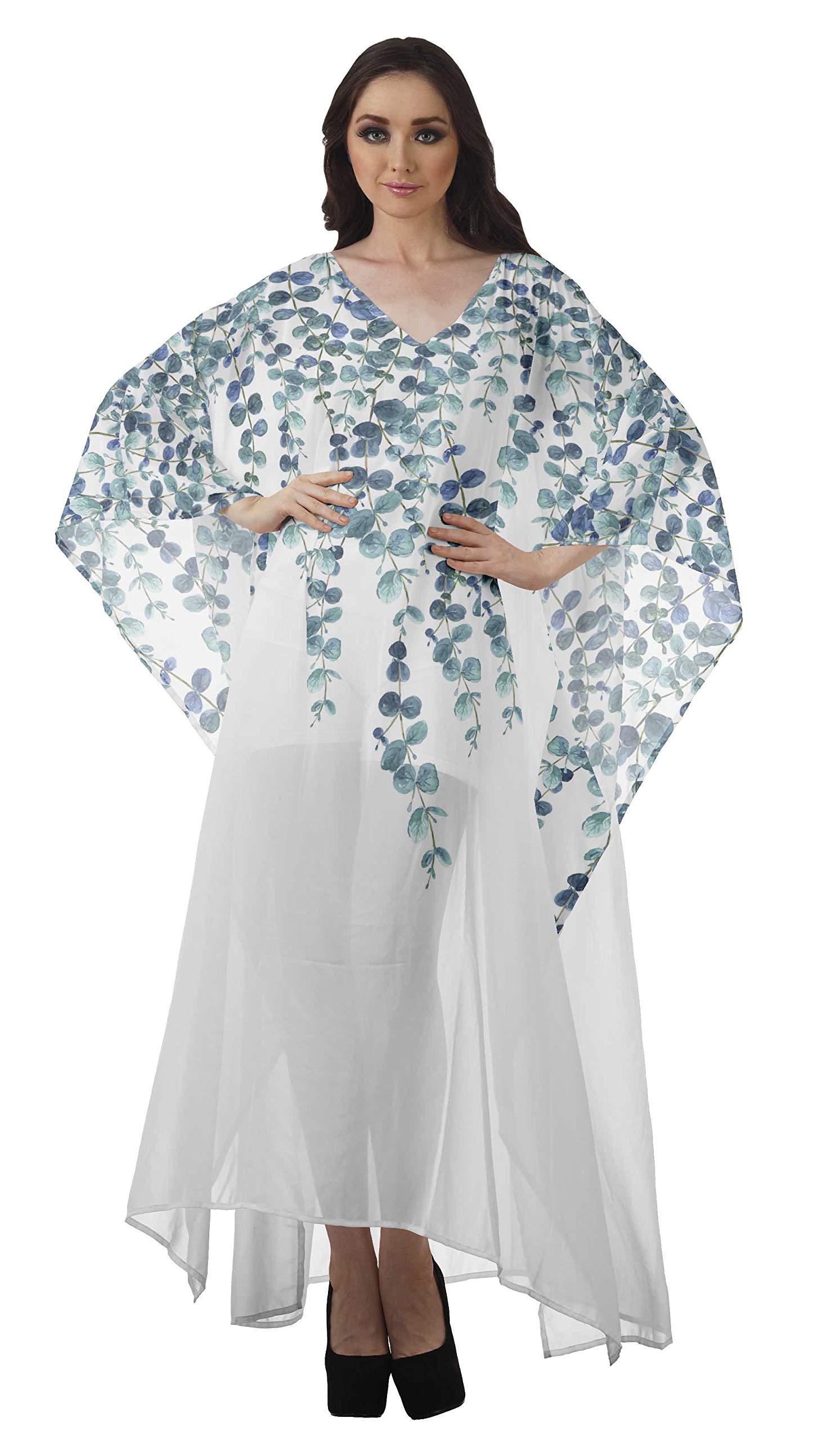 Moomaya Women's Sheer Turkish Kaftan Beach Cover Up Dress - Lightweight Swimwear Coverup for Pool, Beach & Vacation - Elegant Long Caftan Dress for Summer Travel & Resort Wear