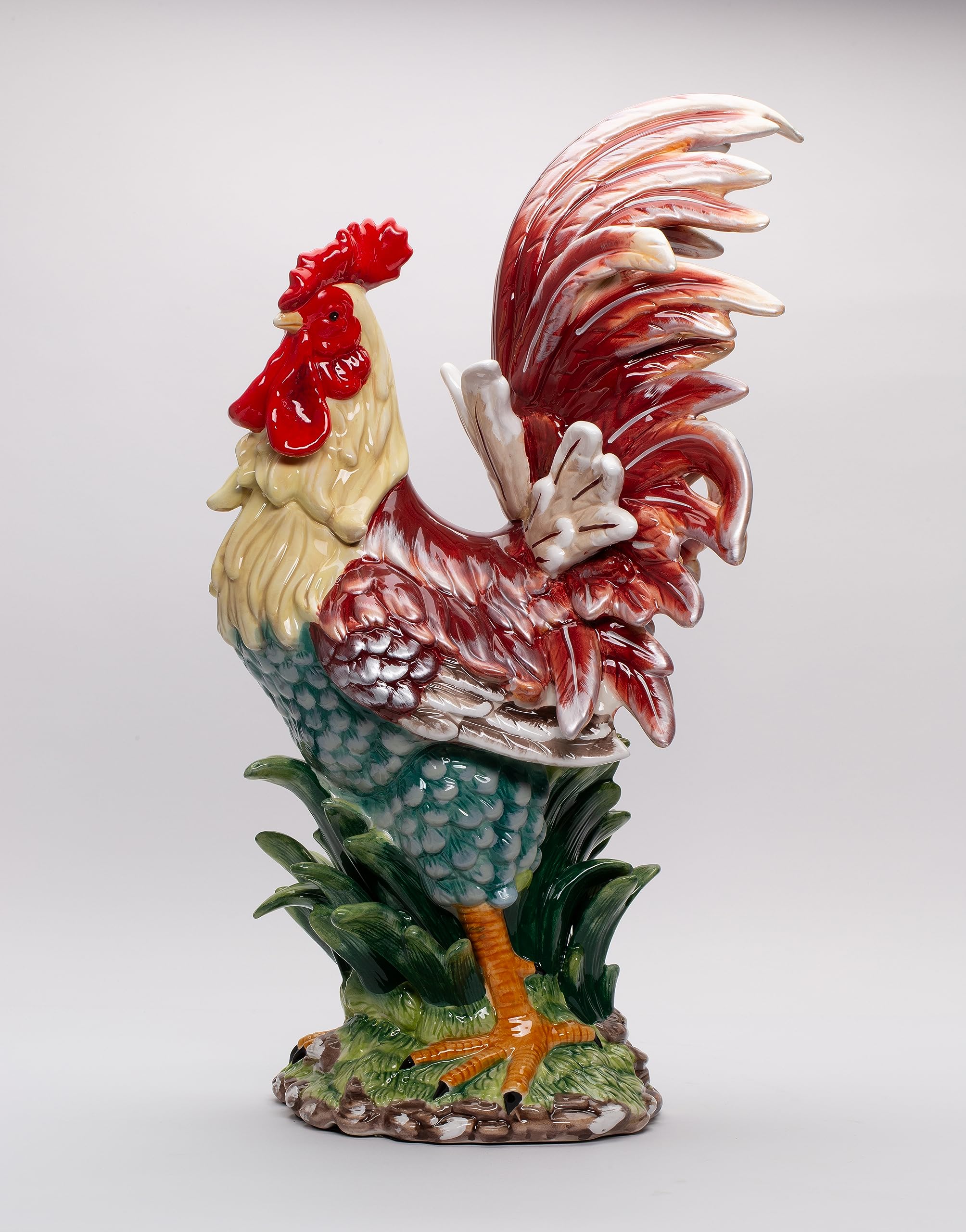 Appletree Design A Day in the Country Rooster Figurine - 23.5 Inch Tall Farmhouse Decor for Kitchen, Garden, or Country Home
