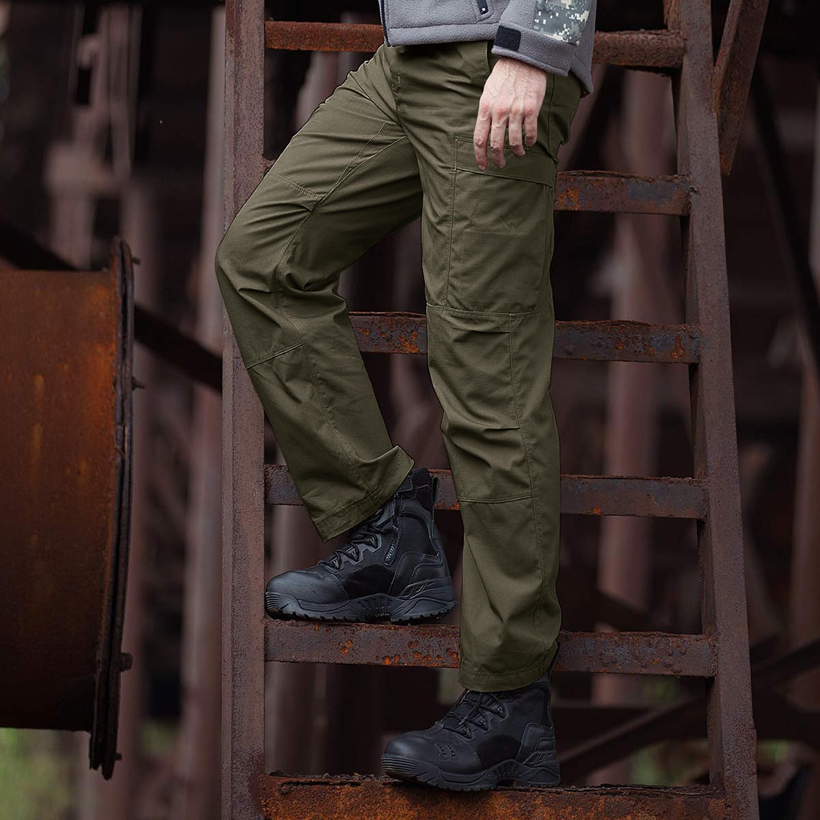 FREE SOLDIER Men's Tactical Cargo Pants - Water Resistant Ripstop Work Pants for Outdoor Hiking, Camping & Adventure | Lightweight Durable Men's Pants for Work & Outdoor Activities