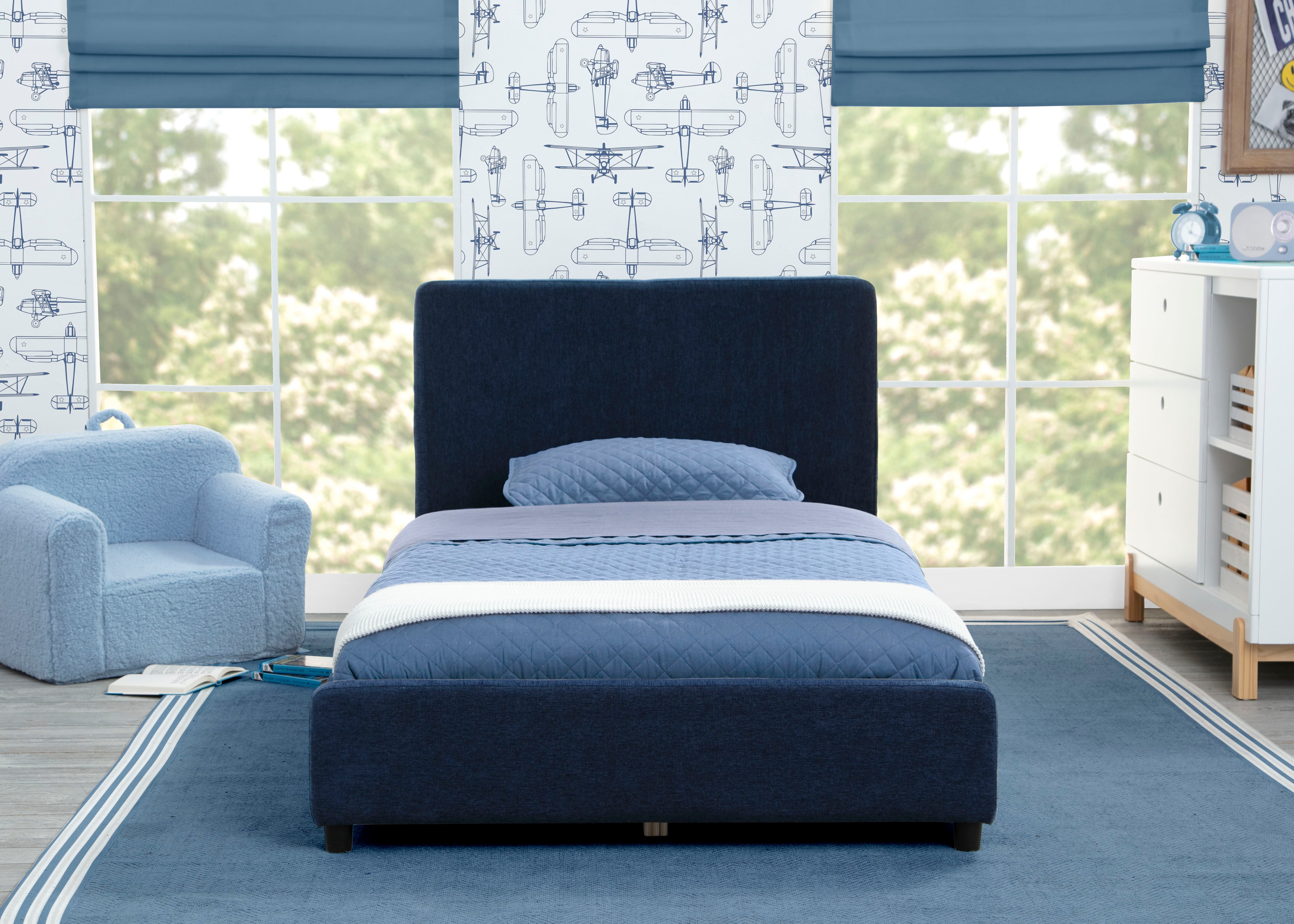 Upholstered Twin Bed with Headboard - Soft Fabric Bed Frame for Kids & Teens - Perfect for Bedrooms, Dorms & Guest Rooms