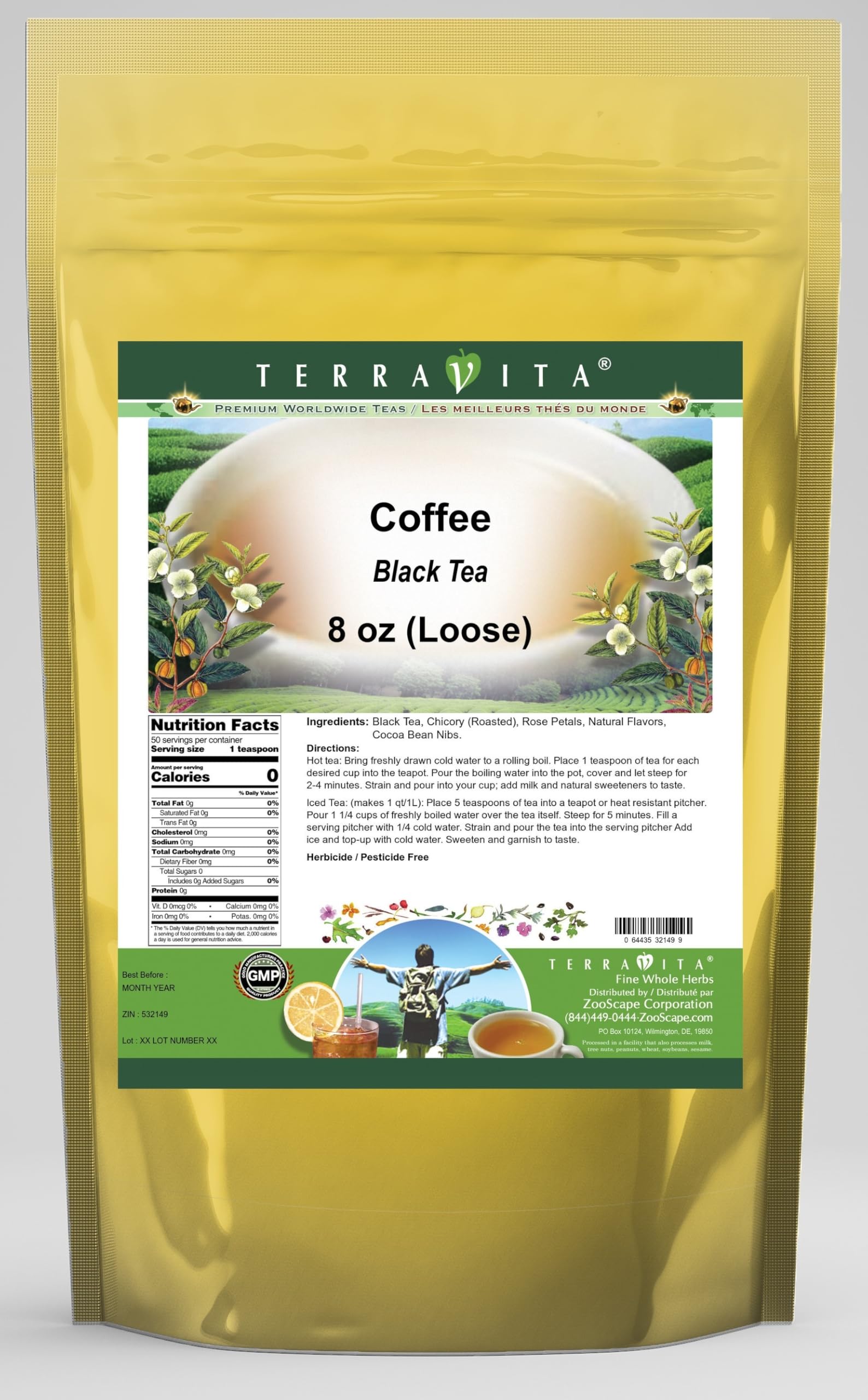 Premium Loose Leaf Black Tea & Coffee Blend (8 oz, 2 Pack) - Rich Flavor for Morning Boost or Afternoon Relaxation - Perfect for Tea Lovers & Coffee Enthusiasts