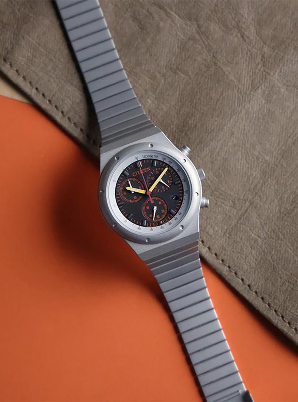 CITIZEN Chronograph Watch AT2557-54G Limited Edition Japan JDM Movement - 1984 Record Label Collection - Perfect for Collectors & Vintage Watch Enthusiasts