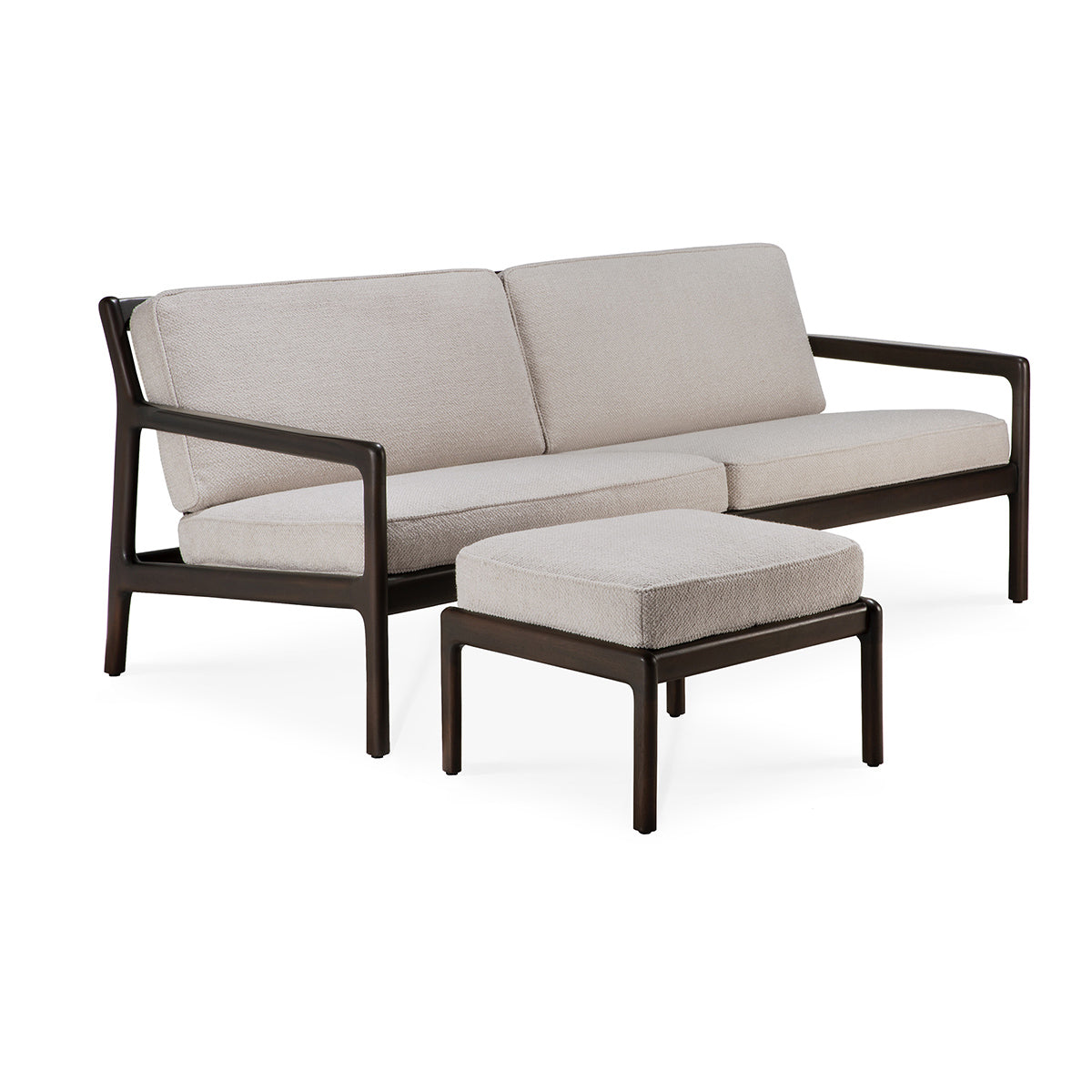 Jack Fabric 3-Seater Sofa - Dark Brown Mahogany & Ivory Upholstery | Modern Living Room Furniture for Home, Office & Lounge Comfort
