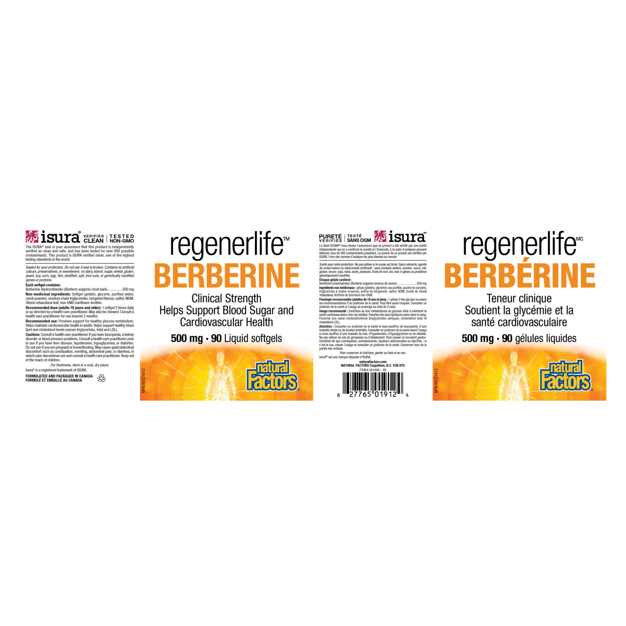 RegenerLife Berberine Clinical Strength Supplement - 500mg Natural Blood Sugar Support for Men & Women - Supports Healthy Glucose Metabolism & Heart Health - Ideal for Daily Wellness & Diabetic Care