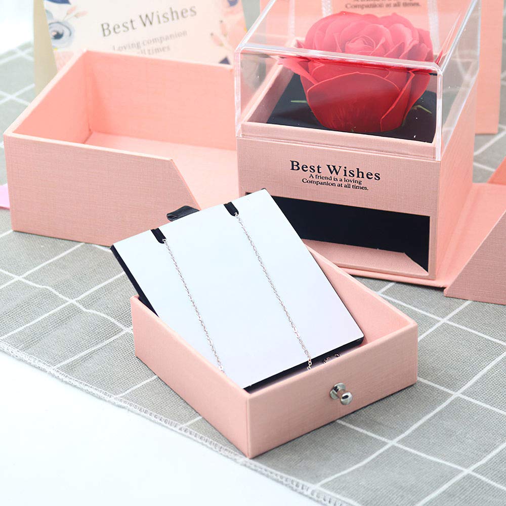 Elegant Rose Jewelry Box with Preserved Flower - Wedding, Birthday & Valentine's Day Gift for Jewelry, Earrings, Necklace & Makeup Storage | Perfect for Bridal Shower, Anniversary & Romantic Gifts