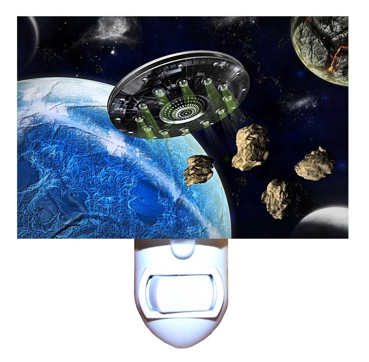 Asteroid Smash Decorative Night Light - LED Space Theme Bedside Lamp for Kids & Adults - Perfect for Bedrooms, Nurseries, and Home Decor