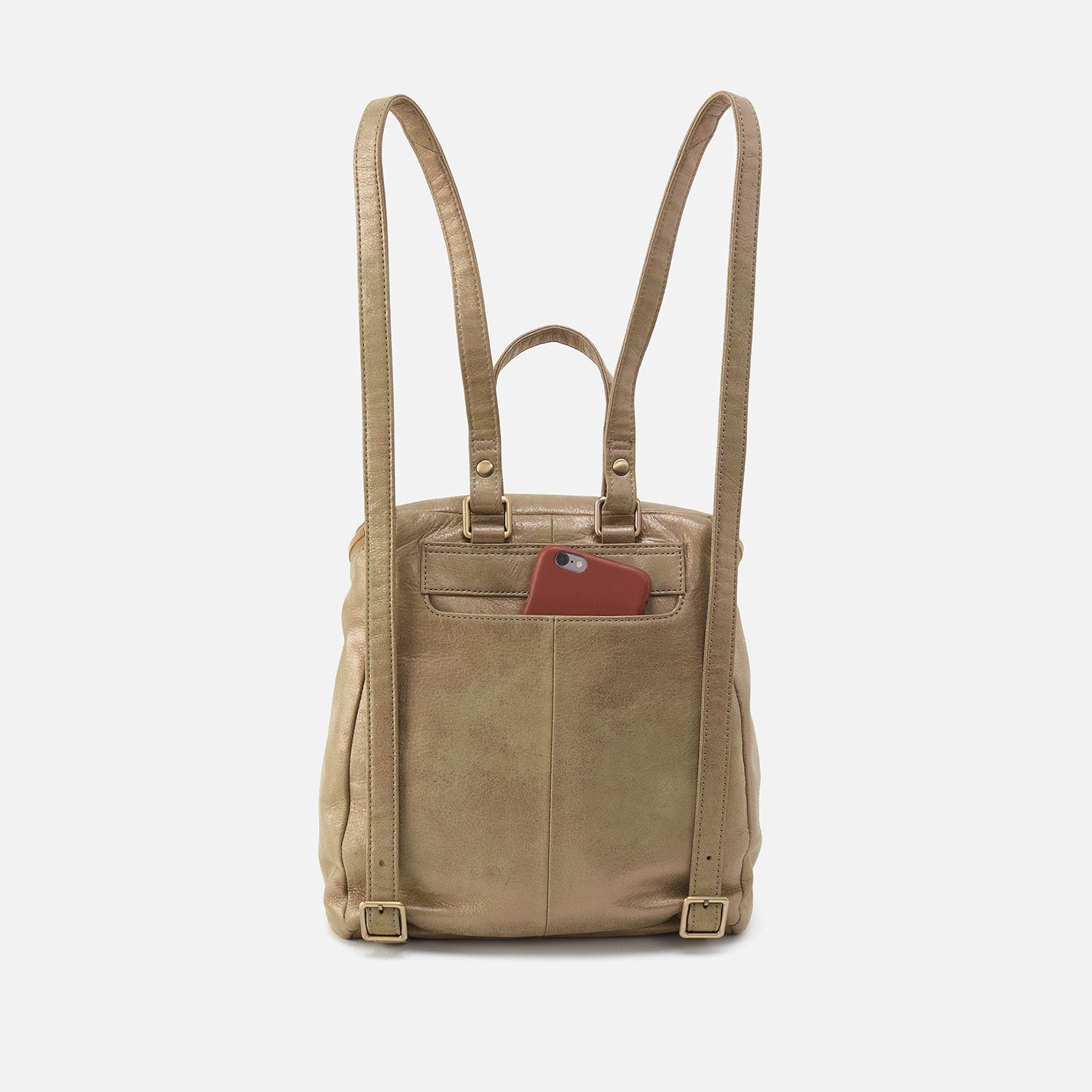 Premium Metallic Leather River Backpack in Burnished Sage - Stylish & Durable for Travel, Work & Outdoor Adventures