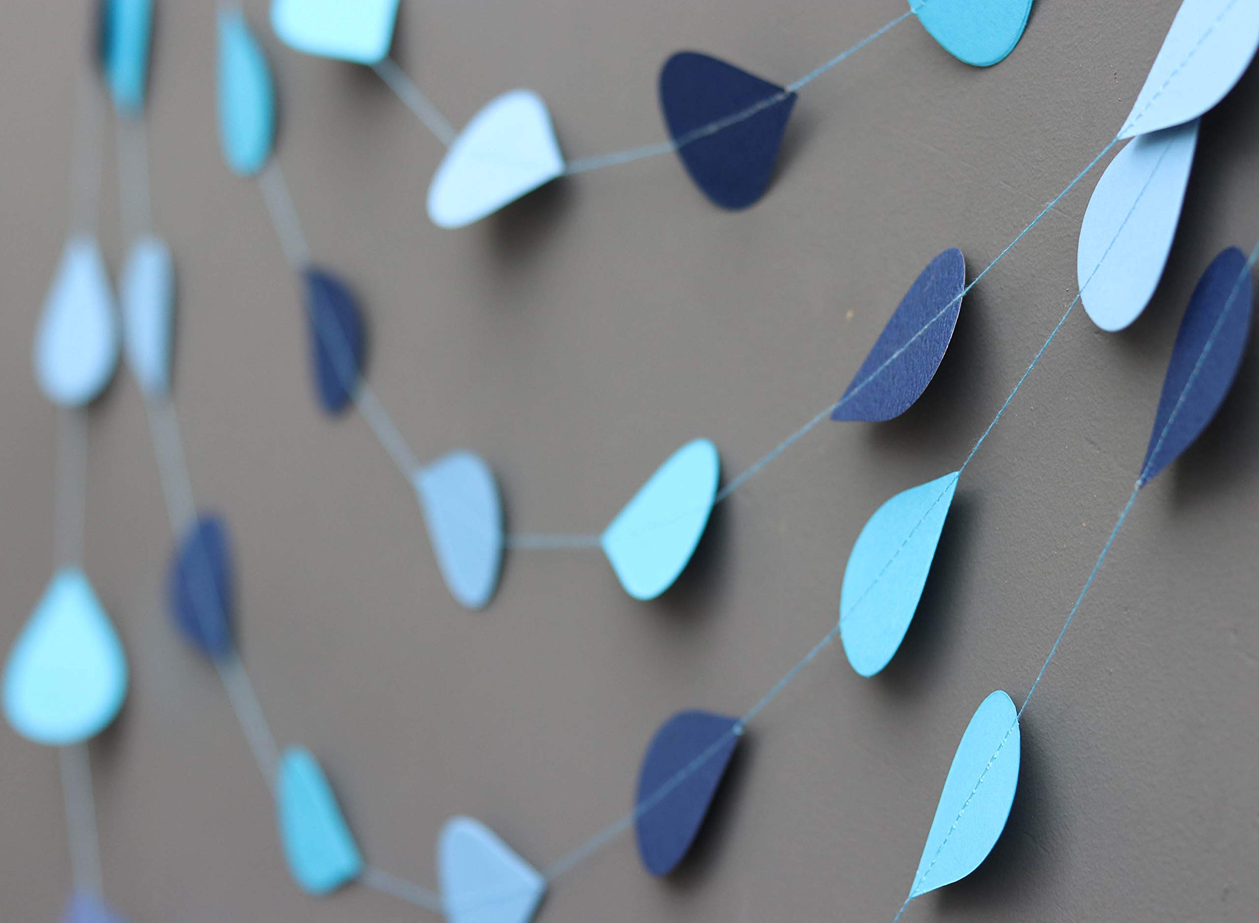 Boston Creative Company Blue Heart-Shaped Raindrop Garland - 10ft Cardstock Paper Raindrops for Nursery Decor, Baby Showers & Spring Celebrations | Perfect for April Showers Theme, Wall Decorations and Seasonal Party Decor