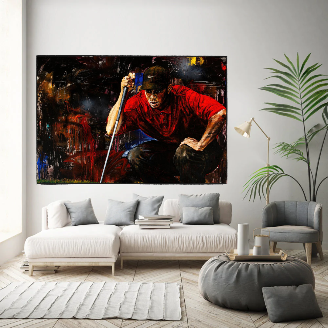 Tiger Woods Golf Canvas Wall Art - Premium Golf Decor for Home, Office & Man Cave - Perfect Gift for Golf Lovers & Sports Fans